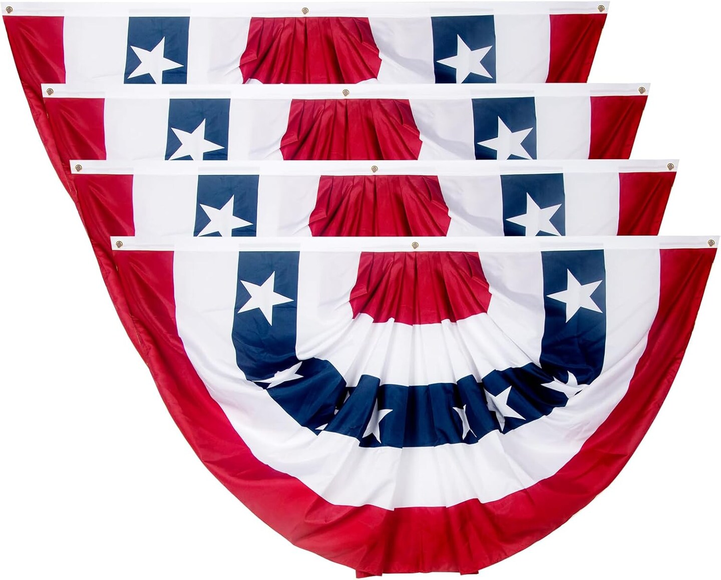 3 x 6 Ft American Flags Bunting, 4 Pack Bunting Flags Outdoor, Fourth Of July Decorations Pleated Fan Flag, Patriotic Bunting For Outside