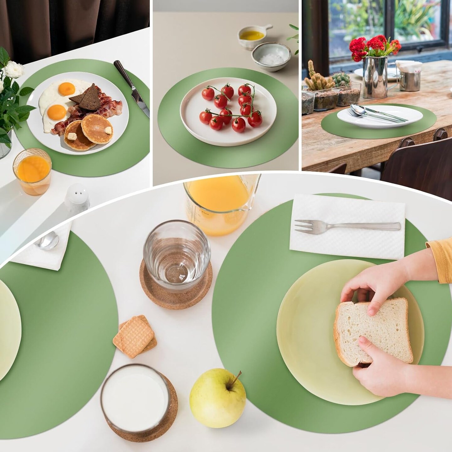 60PCS Sage Green Paper Chargers for Dinner Plates,12.5&#x22; Disposable Decorative Table Mats,Sage Green Round Paper Charger Placemats for Dining Table Wedding Birthday Banquet Party