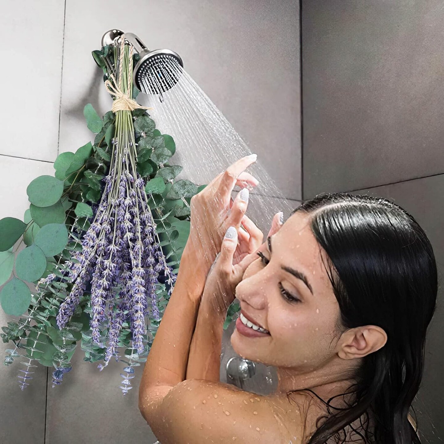 80 PCS Large Dried Preserved Eucalyptus Stems &#x26; Lavender Flowers Bundle for Shower, 17&#x27;&#x27; Real Fresh Hanging Silver Dollar Leaves, Aromatic Self-Care Shower Plants, Natural Fragrance, Home Decor