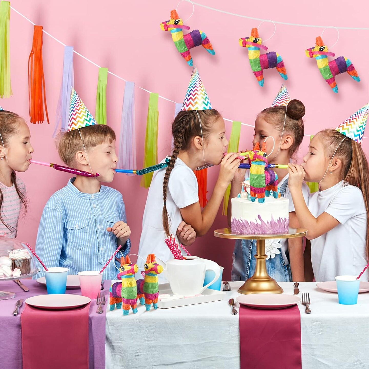 12 Pcs Mini Donkey Piñatas Small Mexican Piñata Cactus Fiesta Decorations Mexican Party Decorations Cinco de Mayo Piñata for Fiesta Theme Birthday Party Supplies (Cute Donkey)