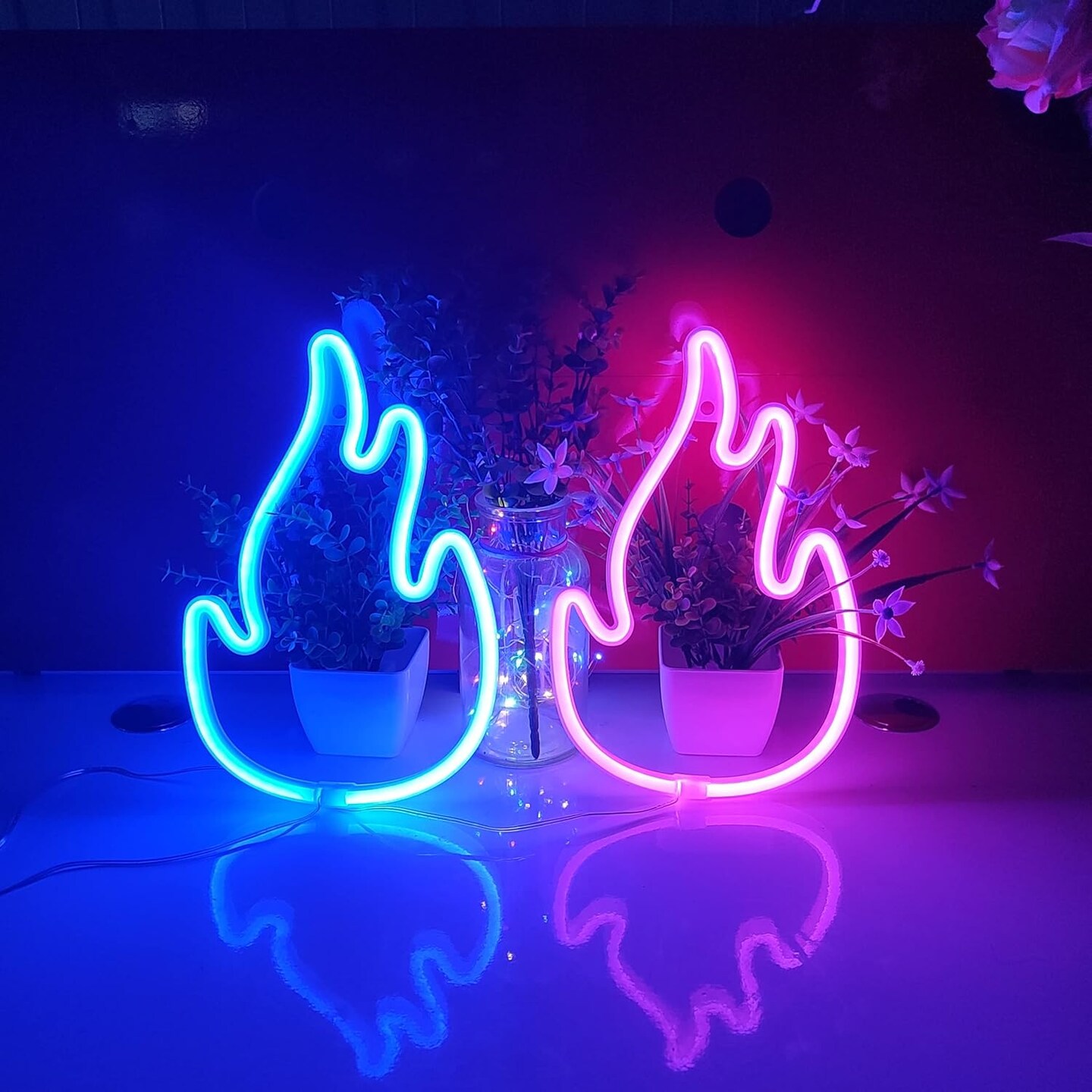 Summer Flame Neon Sign, USB or 3-AA Battery Powered Neon Light, LED Table Decoration, Bedroom Wall Decoration, Birthday Gift, Wedding Supplies Business Gift