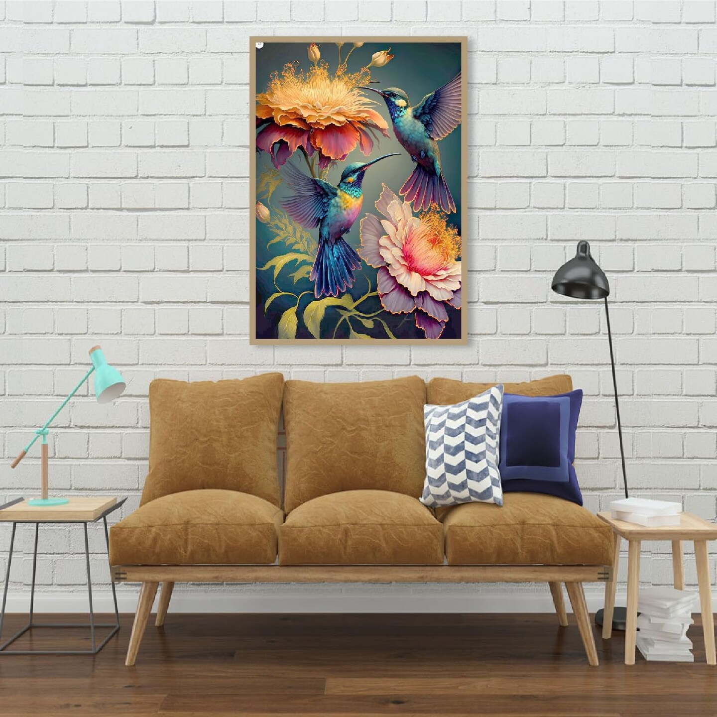 Diamond Art Kits for Adults - Hummingbird Flower Diamond Painting Kits DIY 5D Full Drill Diamond Dots Paintings with Diamonds Gem Art and Crafts for Home Decor 12x16 Inch