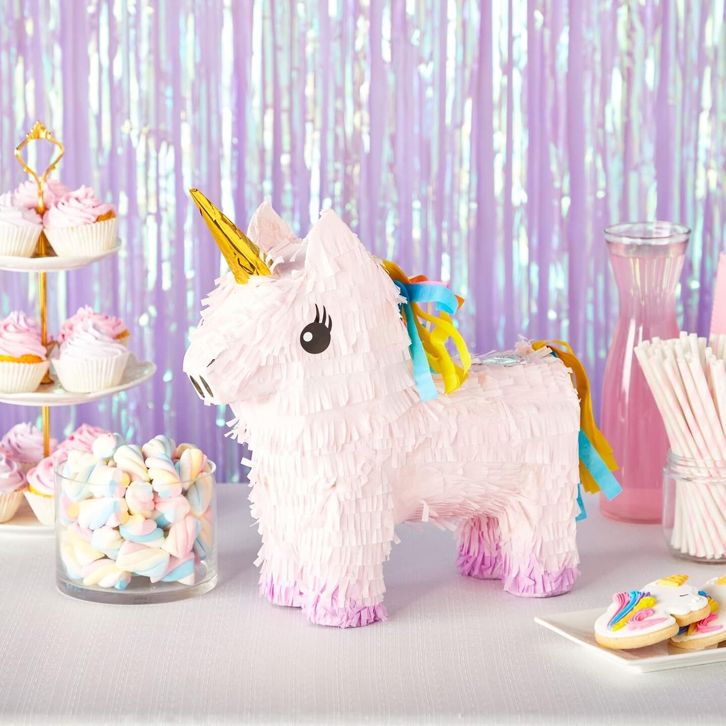 Unicorn Pinata for Girls Birthday Party - Unicorn, Princess or Rainbow Theme Birthday Party Supplies (Pink, Small, 13x15.5x5 in)