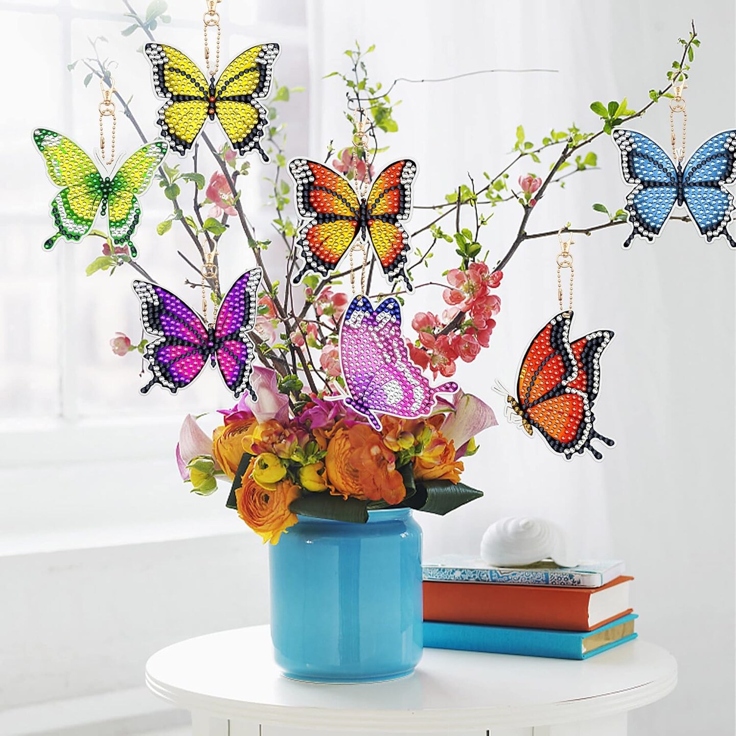 20 PCS Butterfly Diamond Painting Keychains Kit