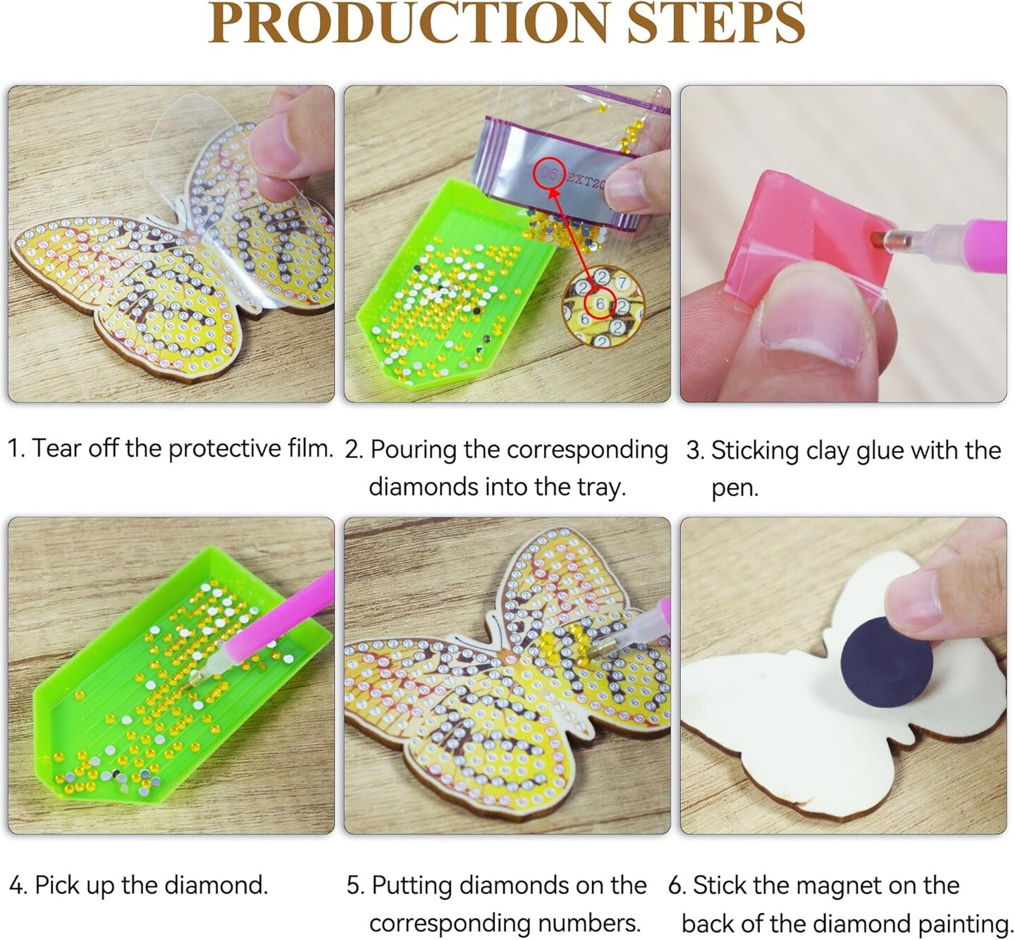 12 Pcs Diamond Painting Kits, Butterfly Diamond Art Refrigerator Magnets, Diamond Art Kits for Adults, Fridge Magnet Diamond Art Kits, DIY Crafts Kits for Adults