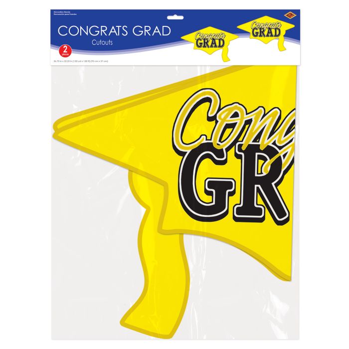 24 Pack Beistle Yellow Congrats Grad Cutout Decorations