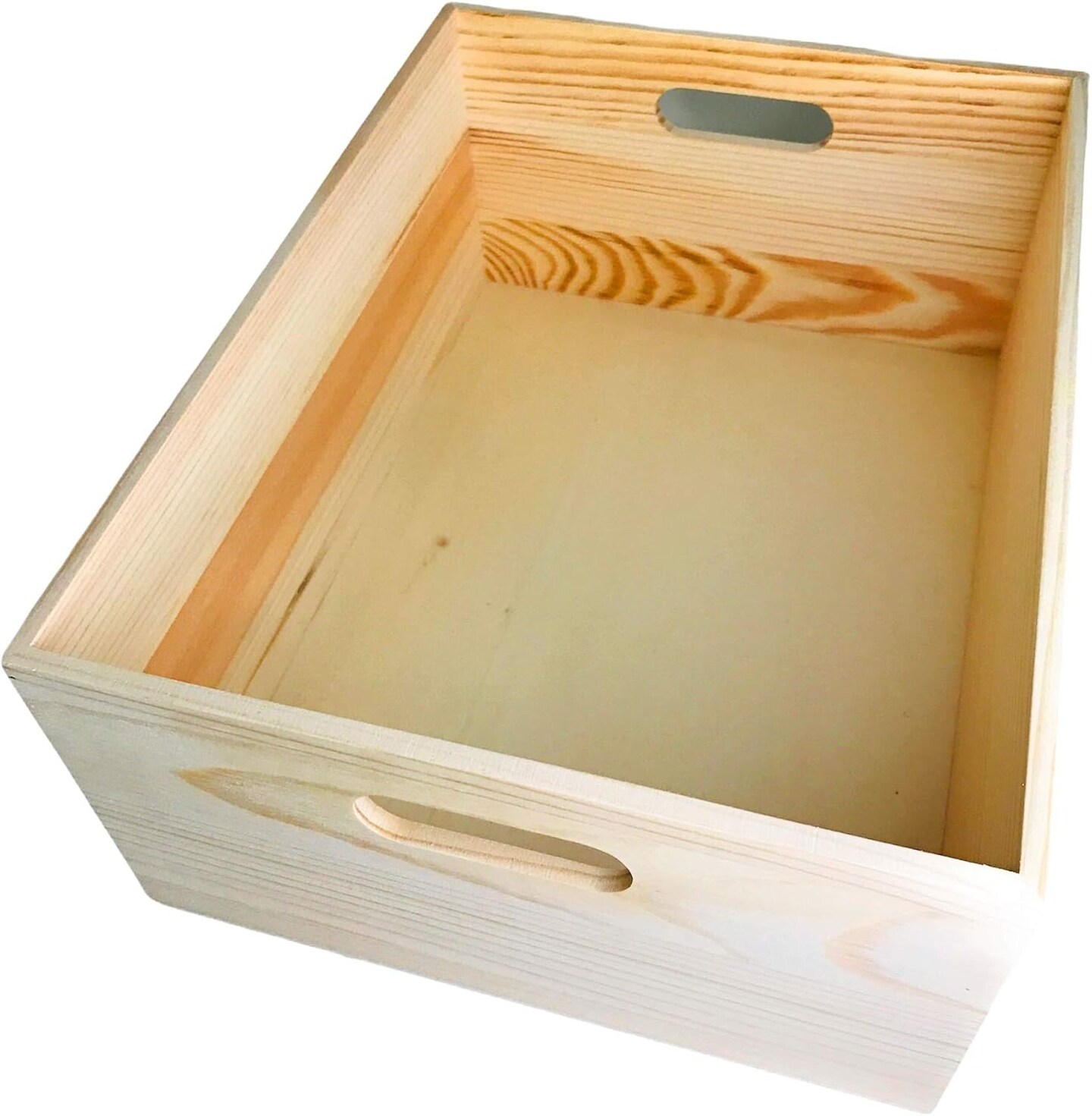 4 Pack Unfinished Wooden Crates with Cutout Handles