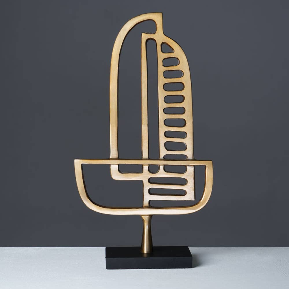 Abstract Aluminum Table Décor Sculpture | Modern Home Decor Showpiece | Living Room & Office Accent | 8 x 3 x 15"