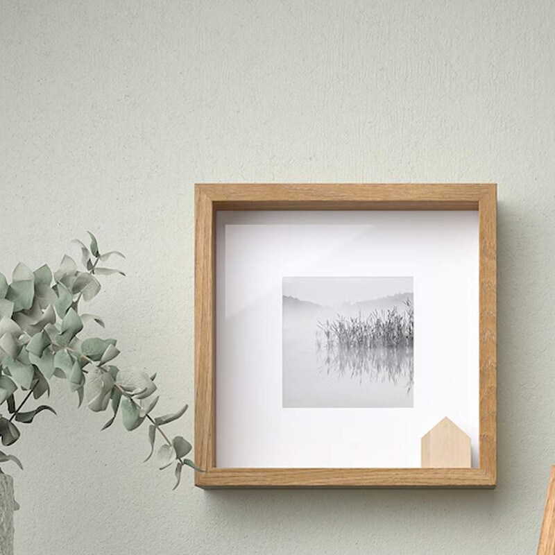 Frame Oak Effect 9 &#xBE;x9 &#xBE;&#x22; Stylish Square Frame for Wall or Tabletop Display