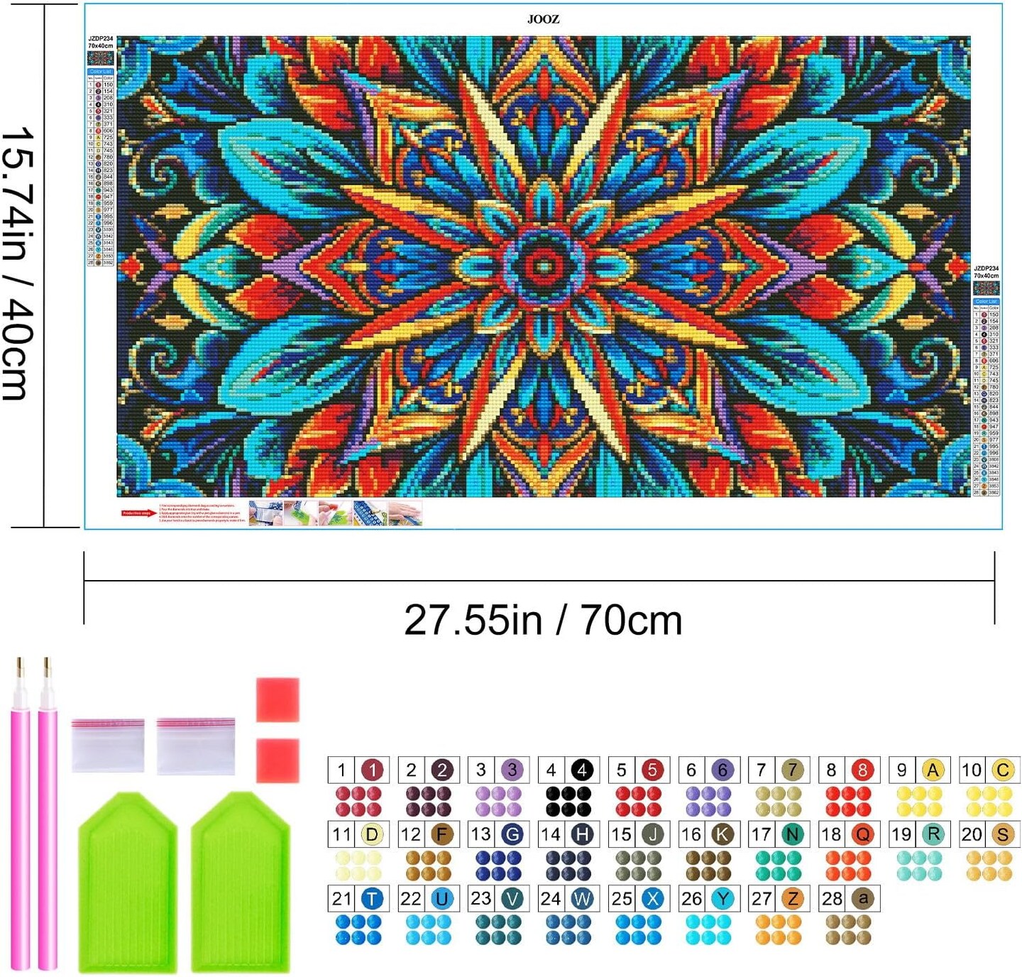 Large Diamond Art Kits for Adults - 5D Mandala Diamond Painting Kits for Adults, DIY Full Drill Large Mandala Diamond Art Painting, Gem Painting Kit for Home Wall Decor 27.5 X 15.7 Inch