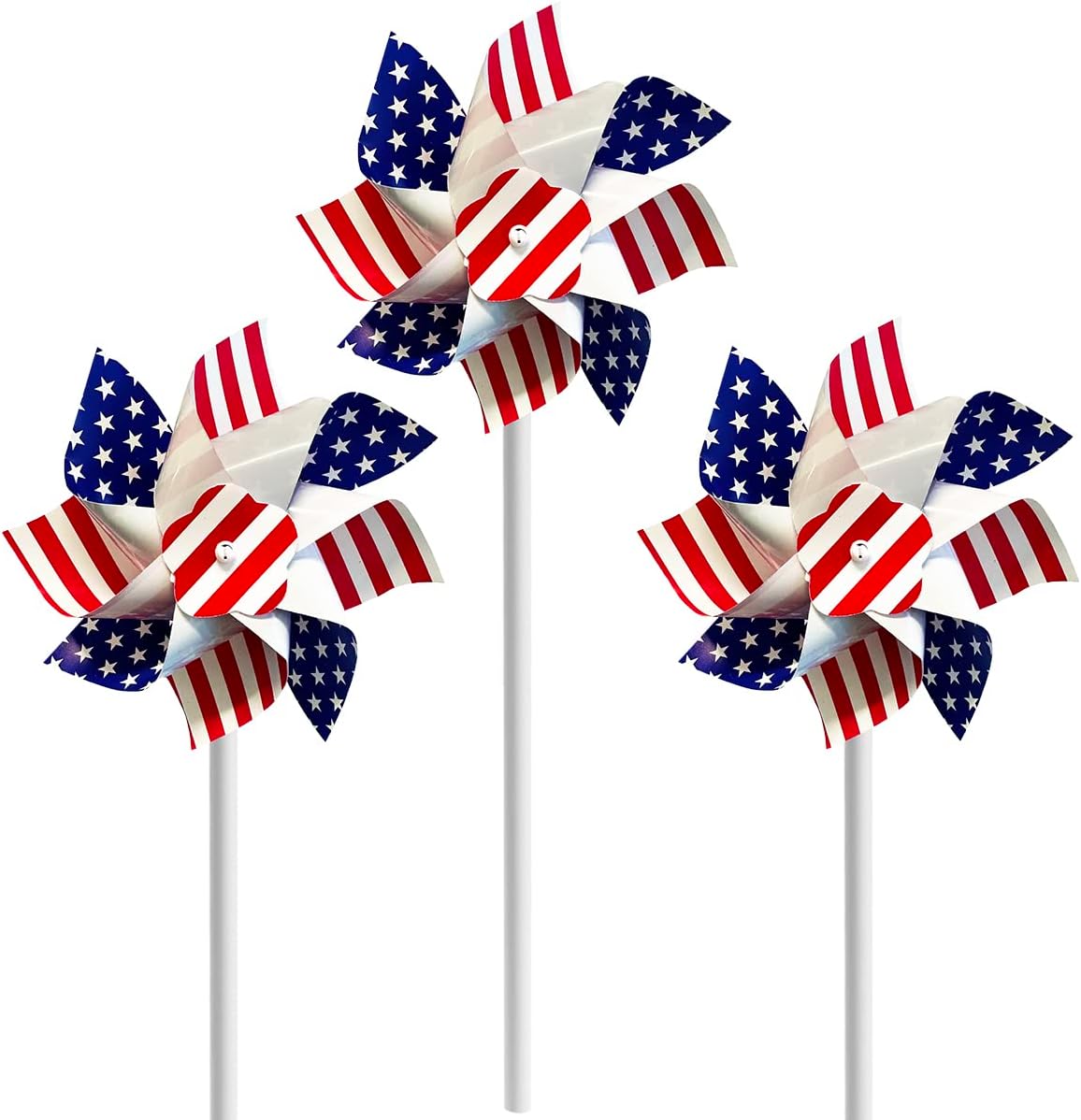 USA Flag Pinwheel, Stars and Stripes, Patriotic Pin Wheel, Party Decorations (12-Pack)