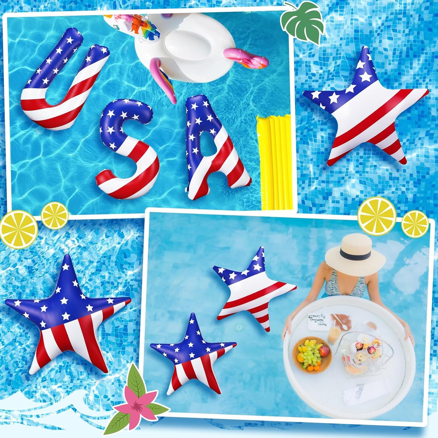5 Pcs Patriotic Pool Party Decorations for 4th of July Decorations