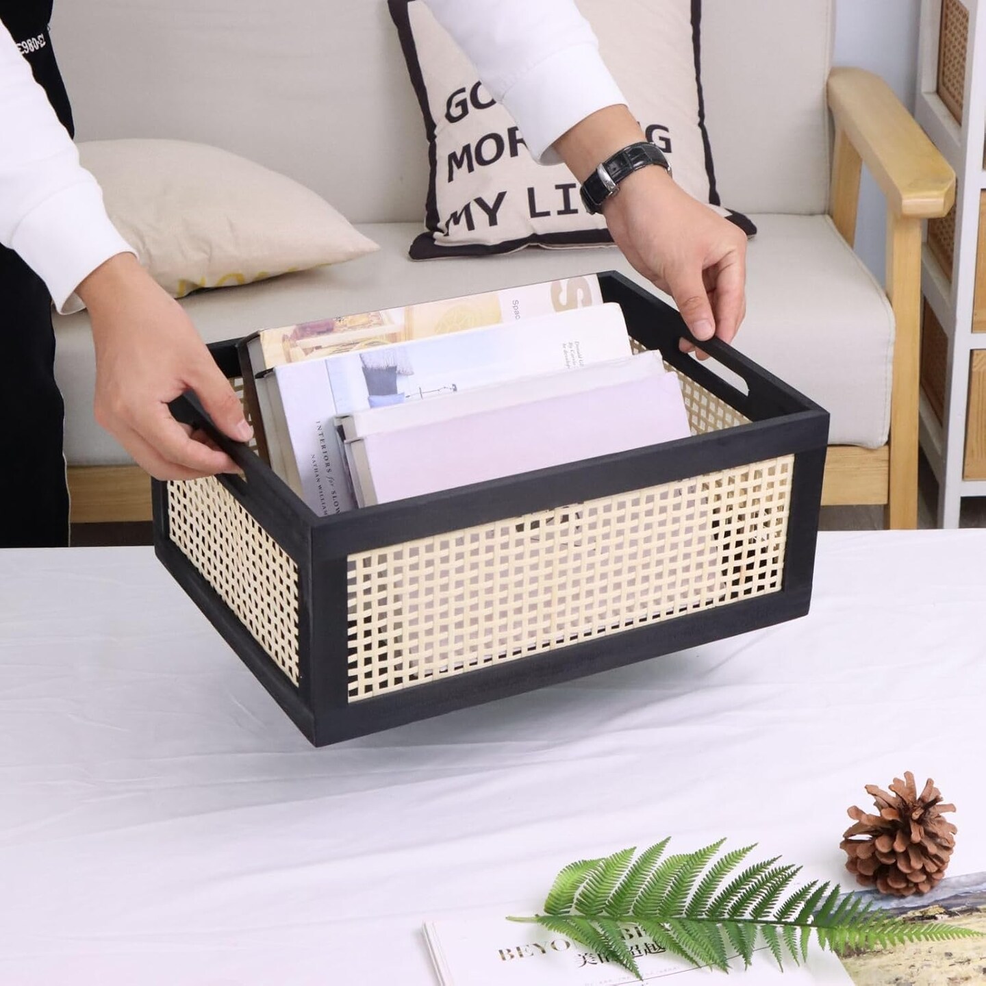 Decorative Organizer Crates Box with Built-in Handle
