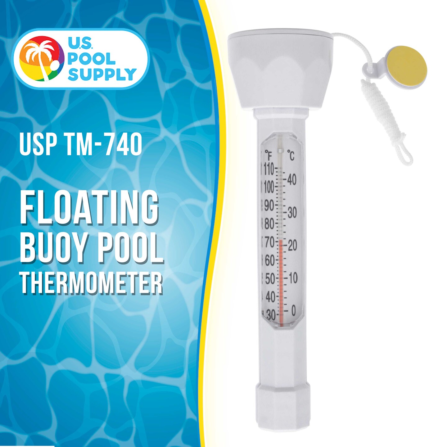 U.S. Pool Supply&#xAE; Floating Buoy Pool Thermometer with Jumbo Easy-To-Read Temperature Display