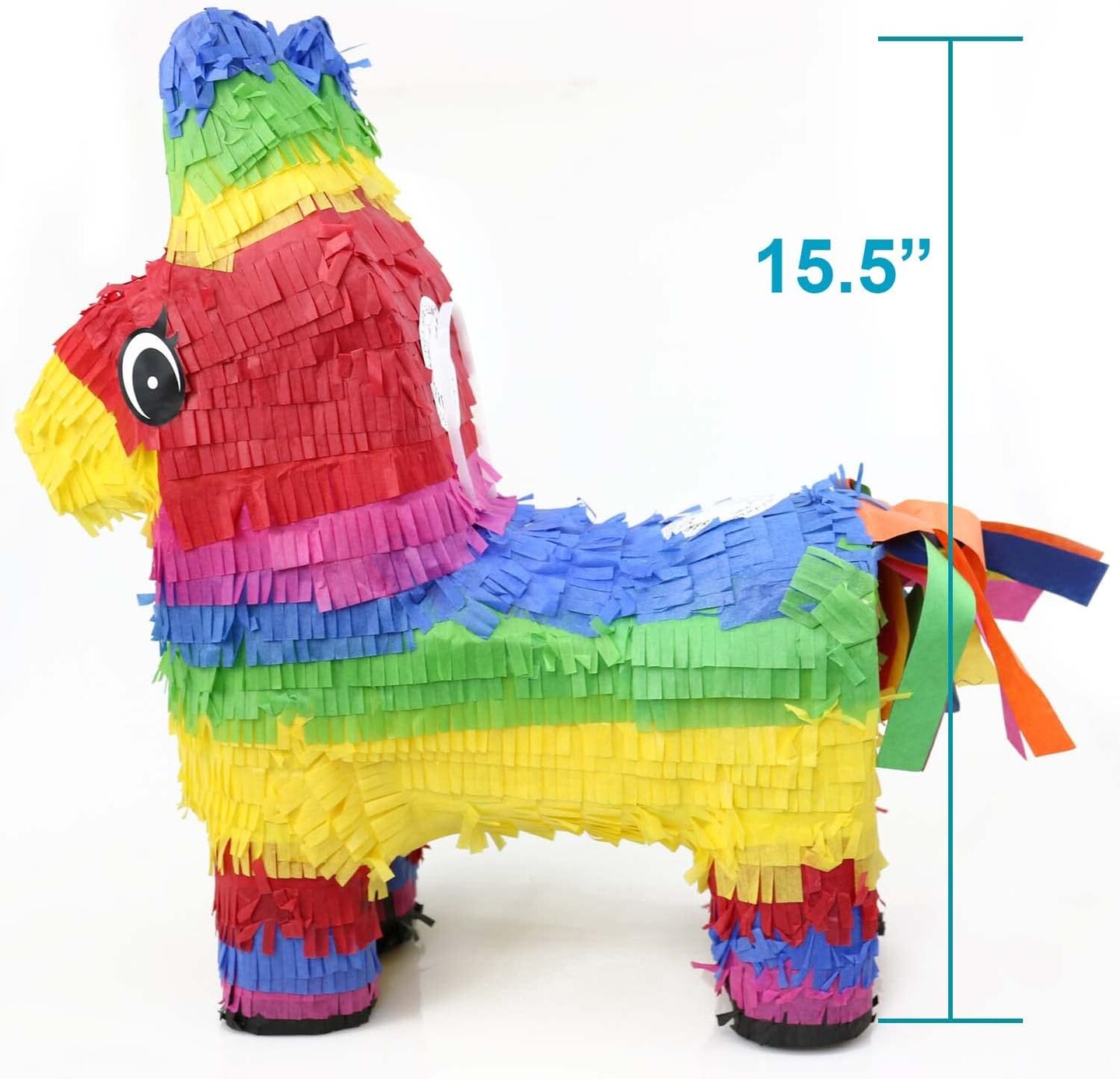 16&#x22; Rainbow Donkey Pinata - Mexican Theme Party Decoration for Birthdays, Fiestas &#x26; Cinco de Mayo - 16 x 13 x 4.5 Inch Kids Party Favors