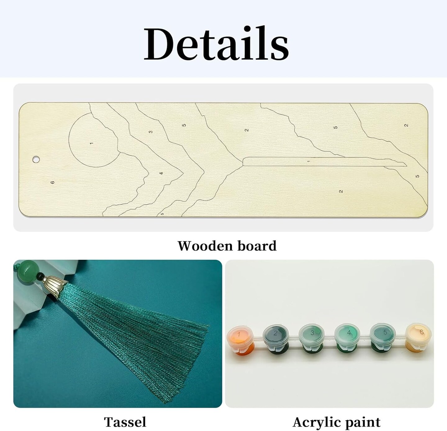 Mountain Paint by Numbers Kit for Adults, 4 Pack Wood Bookmarks Paint by Numbers for Book Lovers, DIY Sunset Painting by Number Bookmarks with Tassel, Easy Paint by Number Kits for Gift 7x2 Inch