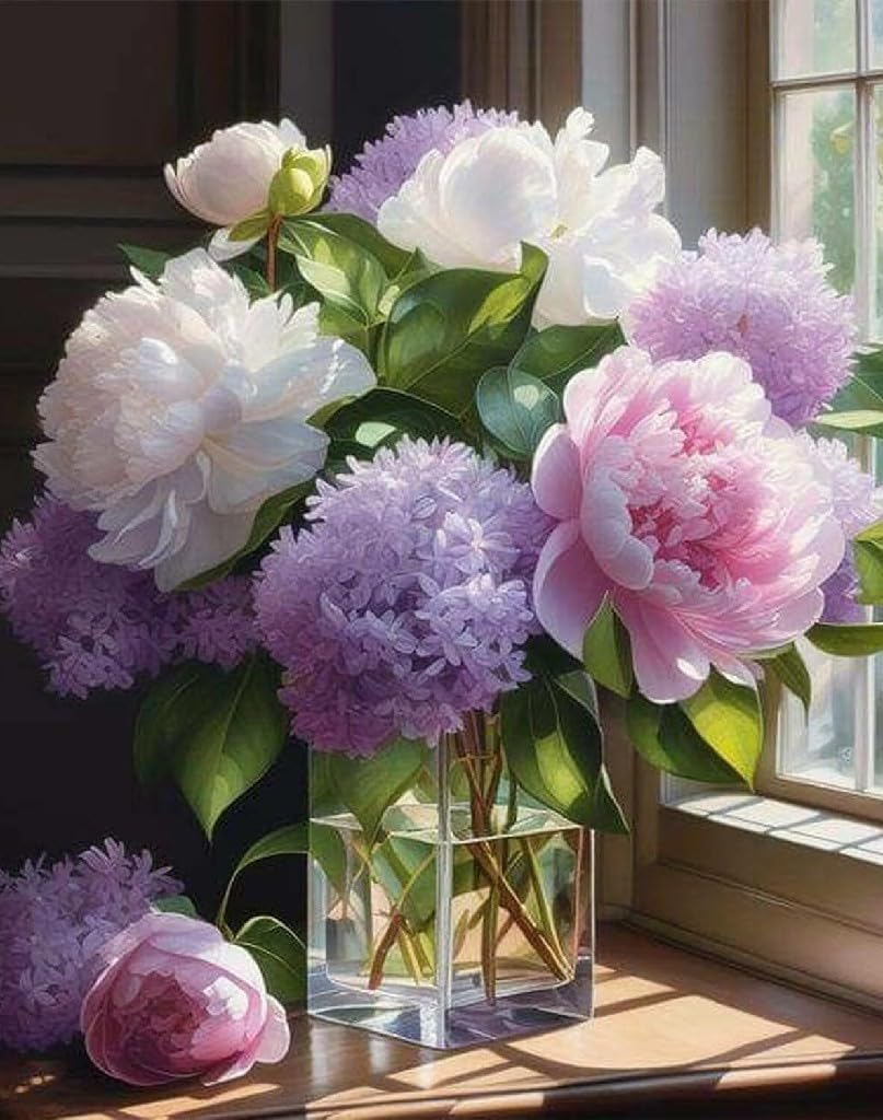Diamond Painting Kits for Adults Flower-Flower Diamond Art Kits for Adults,Full Drill Diamond Painting Kits for Home Wall Decor(12&#x27;x16 inch)