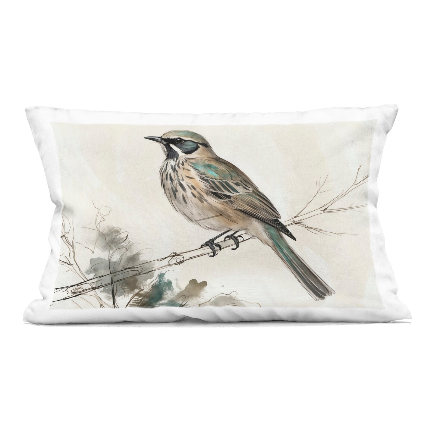 Stupell Industries Perched Bird Illustration Decorative Printed Pillow design by LSR Creative Studio, 14 x 7 x 20