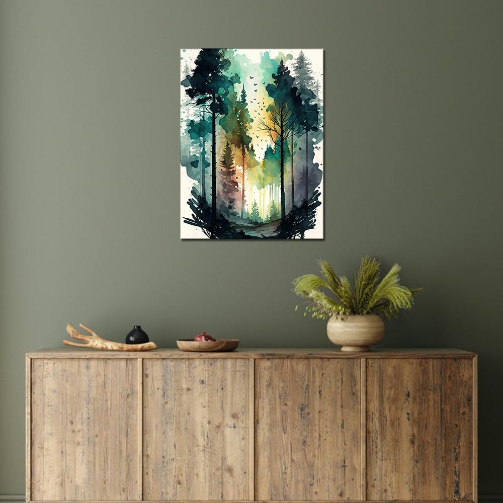Diamond Art Kits for Adults, Watercolor Forest Diamond Art Kit Abstract Diamond Art Painting Natures Landscape Diamond Art Painting Full Drill Painting with Diamonds Kits, 12x16 Inches
