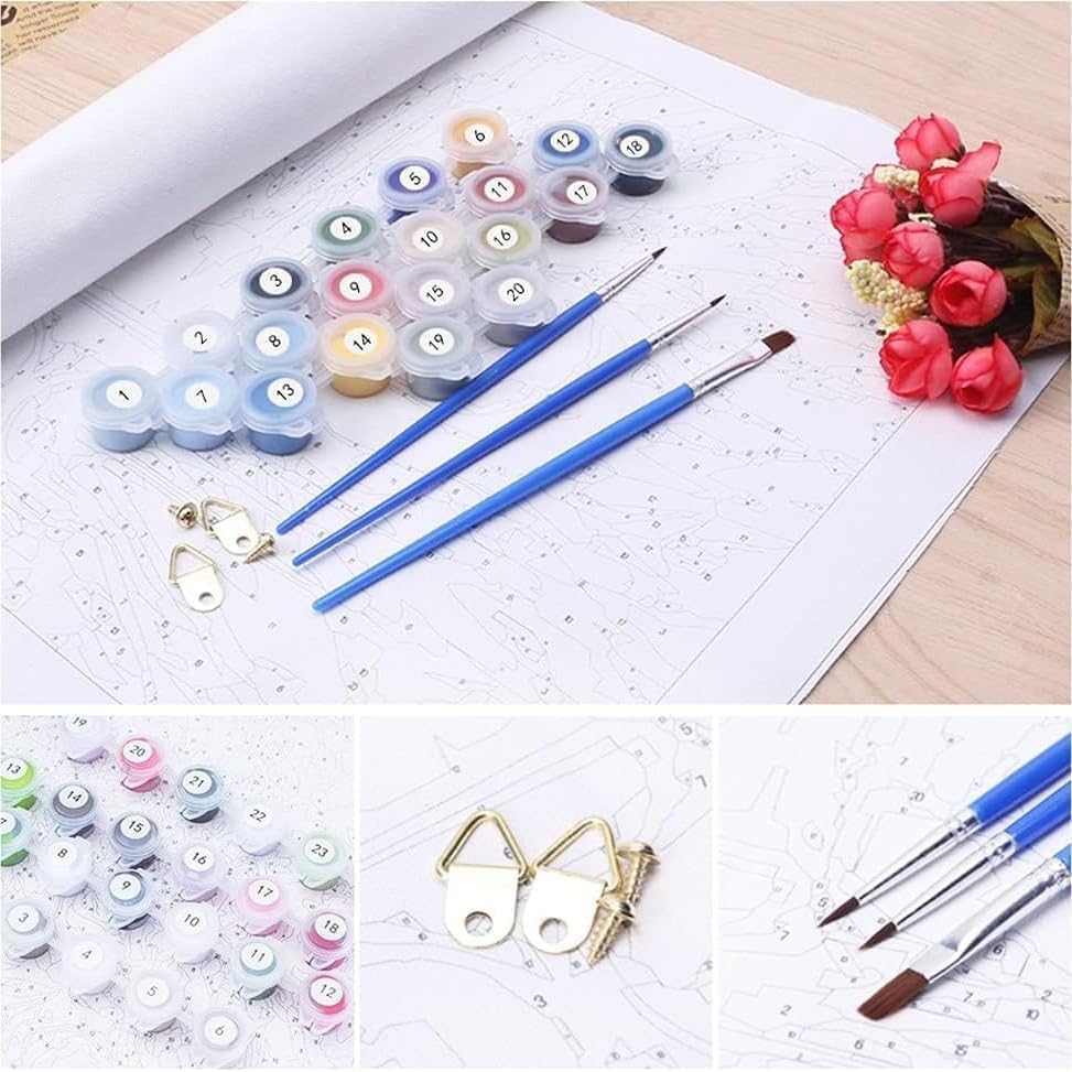 Paint by Numbers Kit for Adults- Lighthouse Adult Paint by Number Kits on Canvas for Beginners, DIY Beach Scene Acrylic Oil Number Painting Kits for Home Wall Decor 16"x 20" (Without Frame)