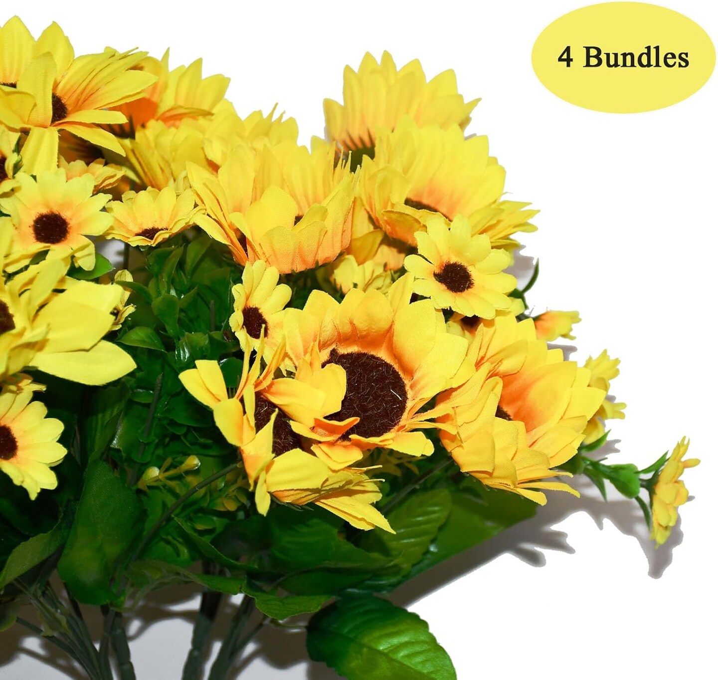 52 Heads Summer Floral Arrangement Sunflowers Artificial Flowers Bulk, Outdoor Fake Sunflowers with Daisy Mums Silk Flowers for Indoor, Home, Kitchen, Window, Porch Hanging Planter