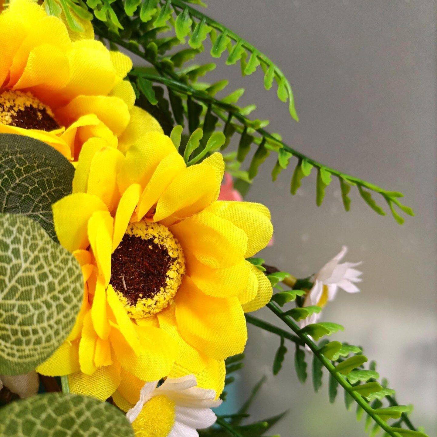 Summer 2PCS Artificial Sunflower Garland &#x2013; Silk Sunflower Vine with Green Leaves and White Flowers for Home, Kitchen, Garden, and Wedding Arch Decor