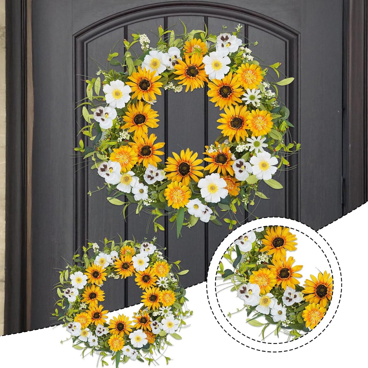 21 Inch Artificial Sunflower Wreath