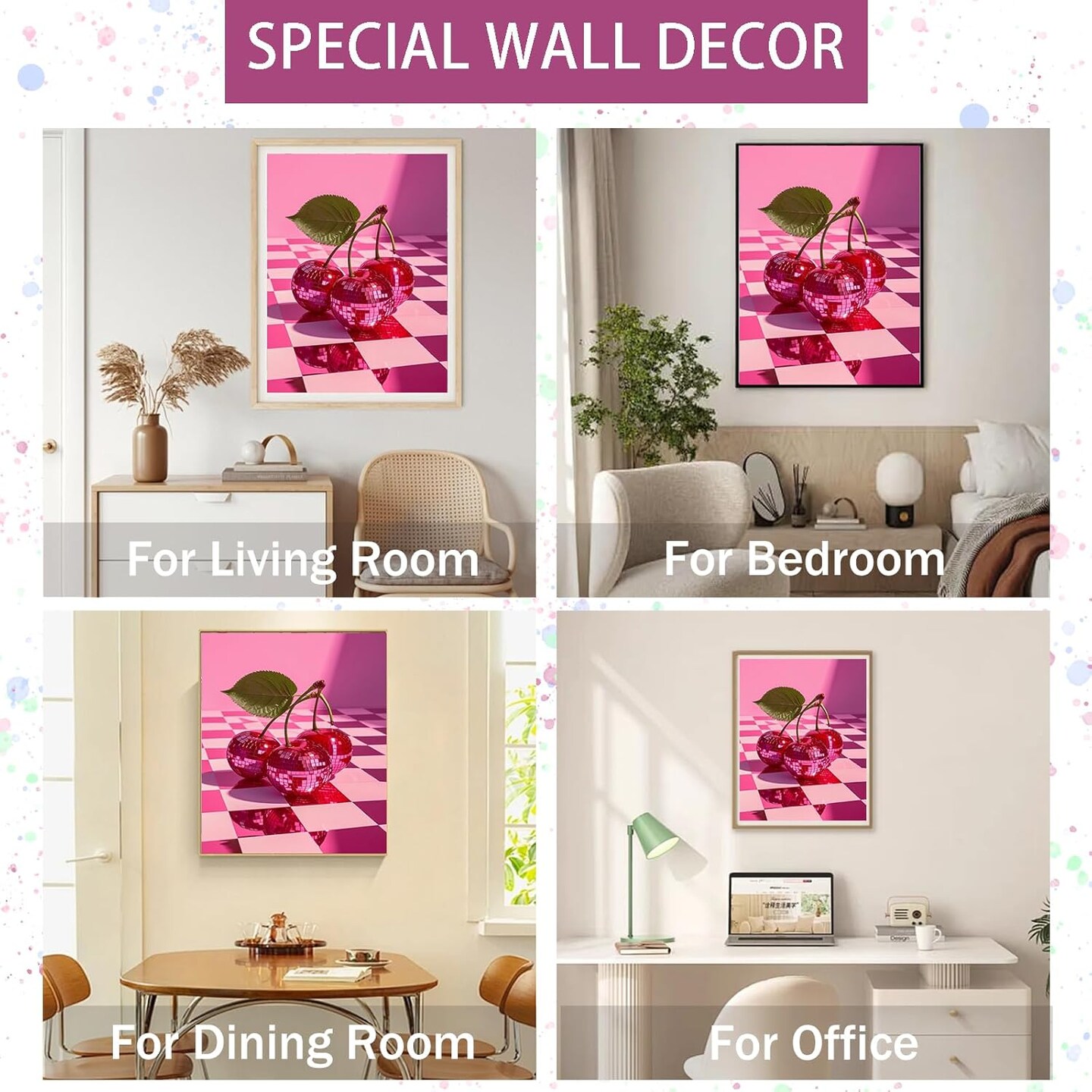 Diamond Art Kits for Adults,Cherry Diamond Art Diamond Painting Kit,5D Diamond Painting DIY Full Drill Diamond Dots Diamond Painting with Tools,Gem Craft for Home Wall Decor Gift-12x16in
