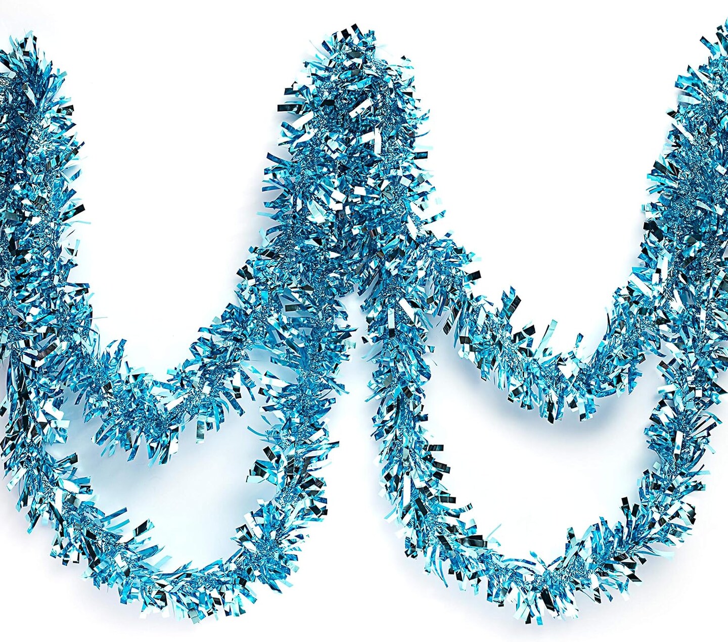 Light Blue Metallic Tinsel Twist Garland for Party Decorations