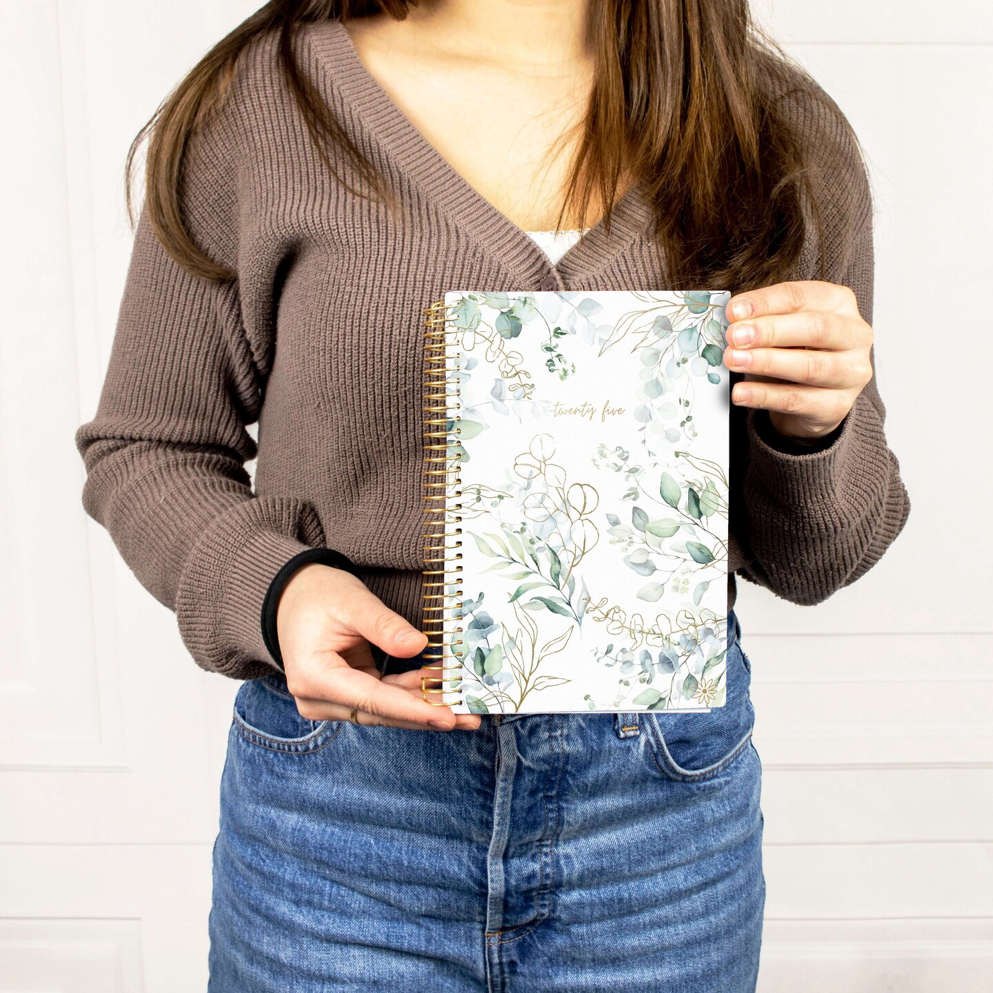 bloom daily planners 2025 Soft Cover Planner, 5.5&#x22; x 8.25&#x22;, Eucalyptus, White