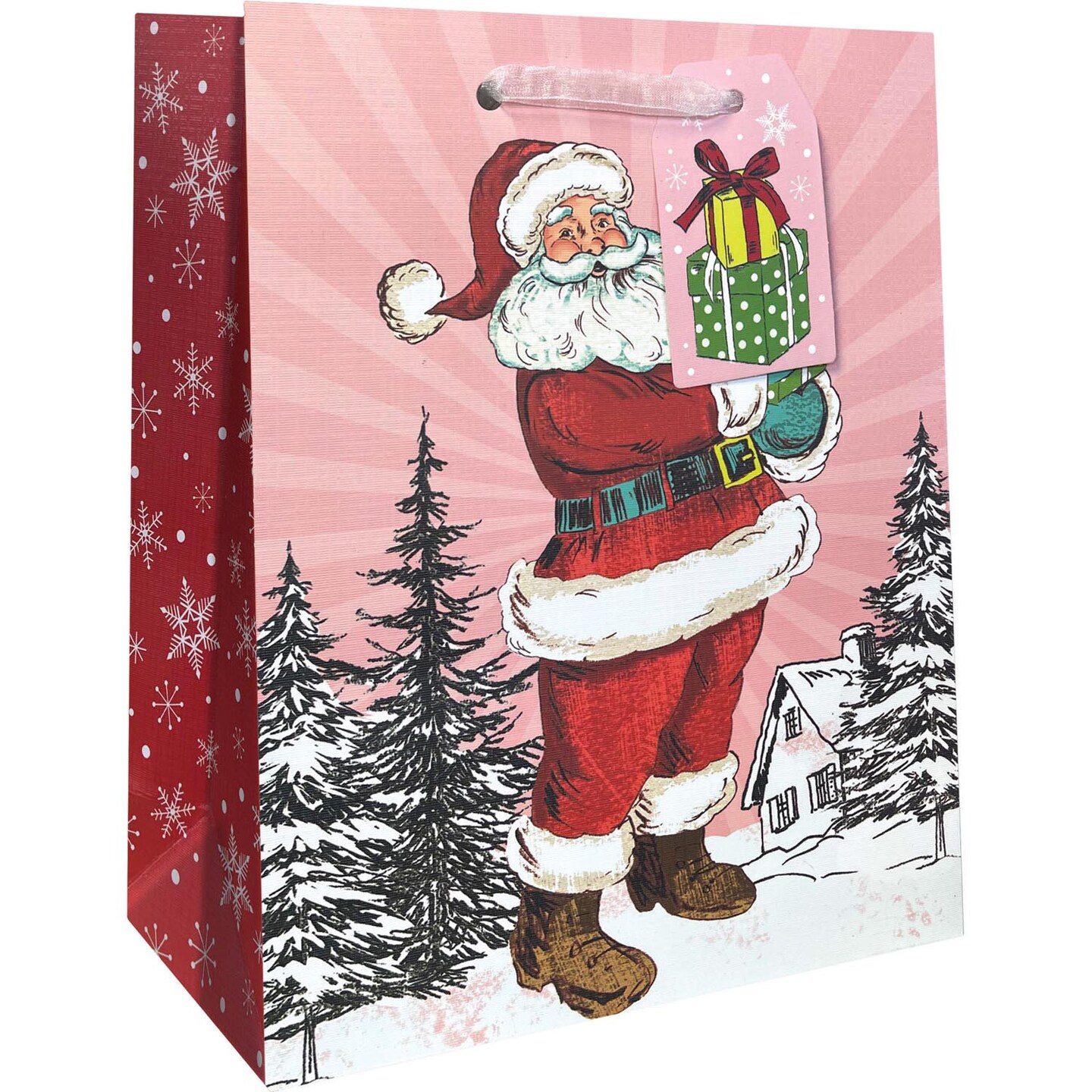 Pack/6: Retro Santa Gift Bag - 8 x 4 x 10&#x22;