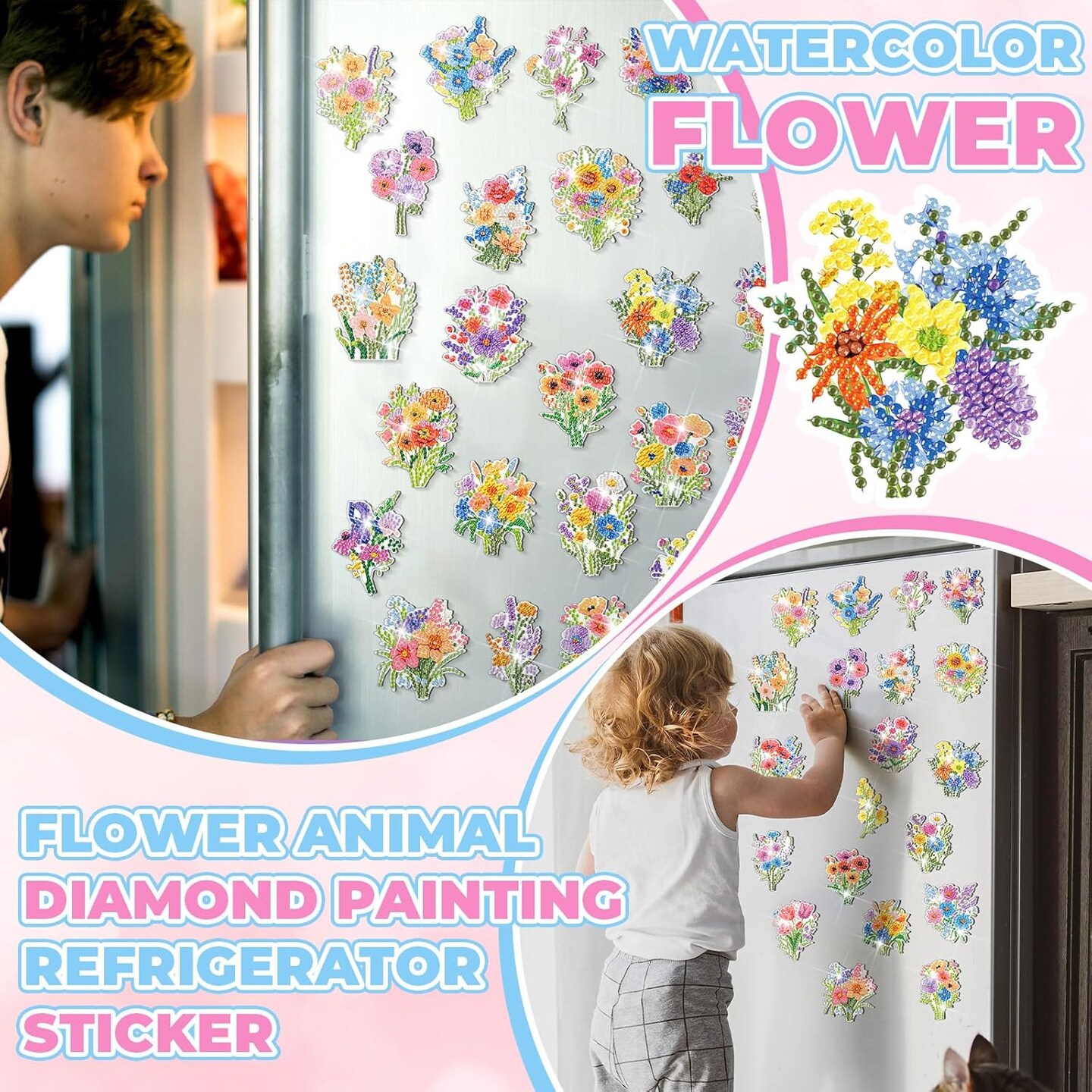 30 Pcs Wildflower Diamond Painting Magnet kits