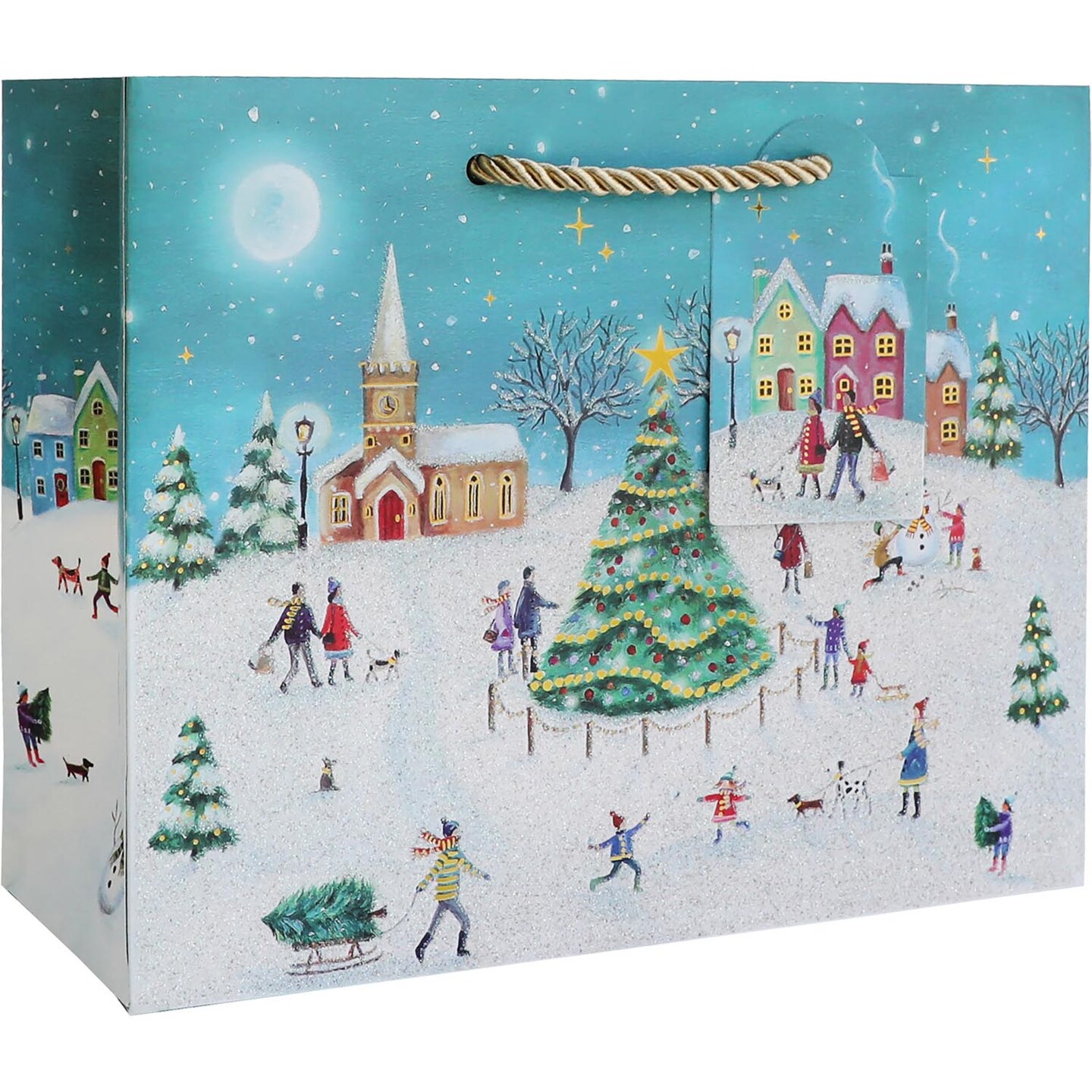 Pack/6: Christmas Village Gift Bag - 12-1/2 x 5 x 10&#x22;