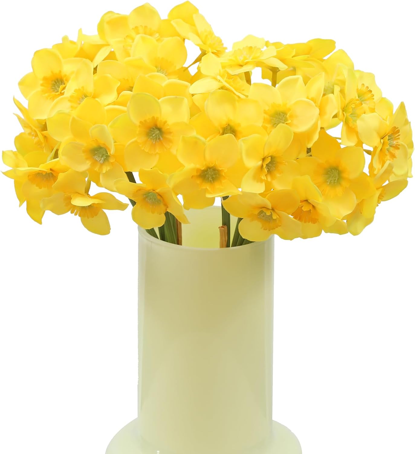 Summer Artificial Daffodil Silk Floral Arrangement – 2 Bundles, Yellow Decorative Home and Office Accent