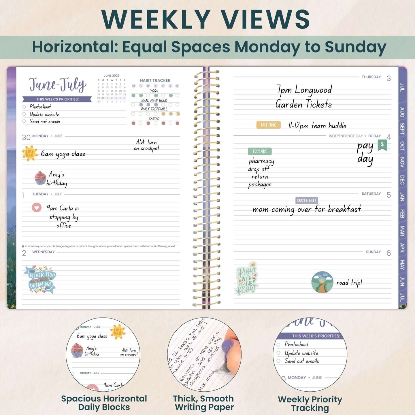 bloom daily planners 2025-26 Academic Planner, Soft Cover, 8.5&#x22; x 11&#x22;, Mystical Mountains
