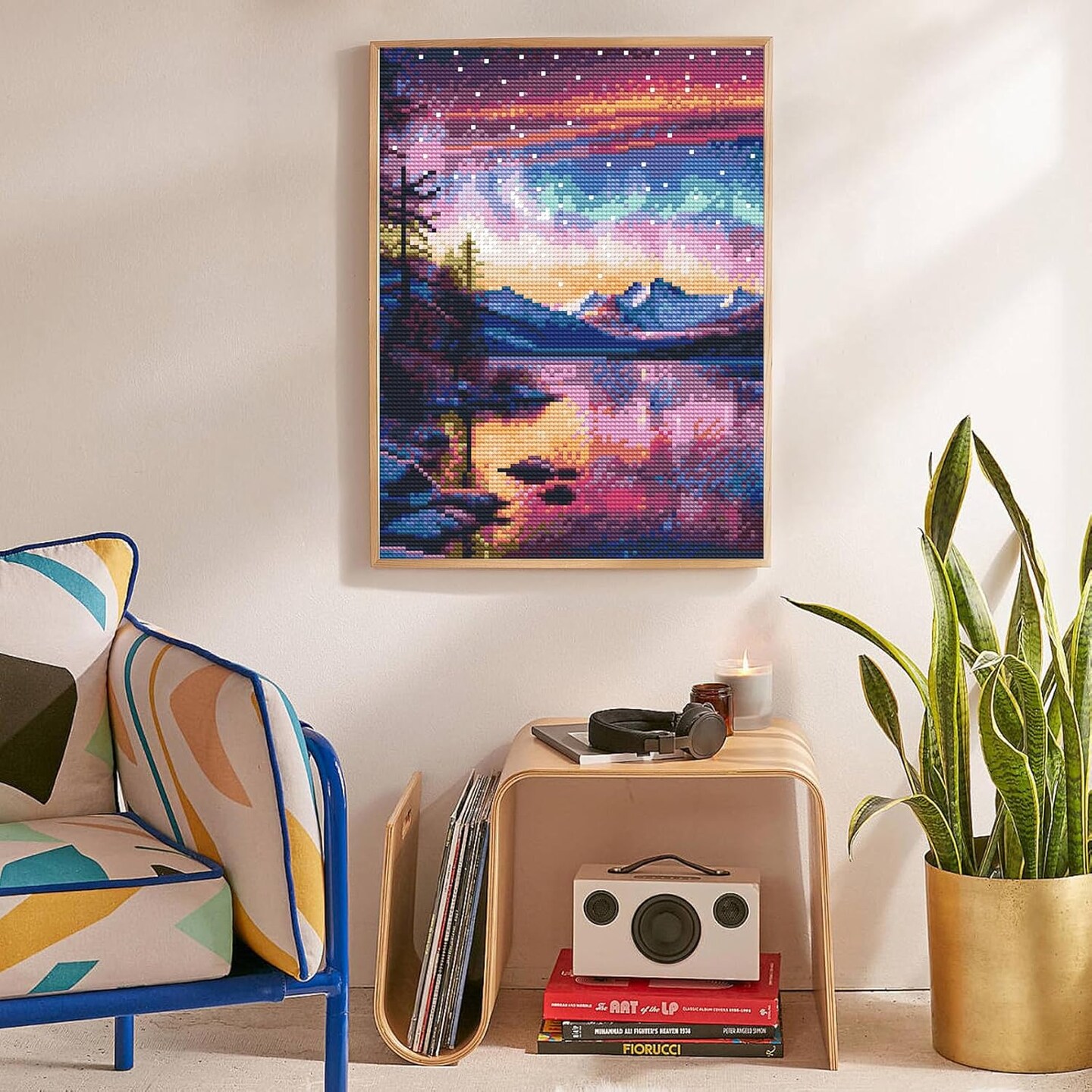 Aurora Diamond Art Kits for Adults, 5D Starry Sky Lake Diamond Painting Kits for Beginners, Fantastic Landscapes DIY Full Drill Dots Gem Art Paint for Home Wall Decor 12 x 16 Inch