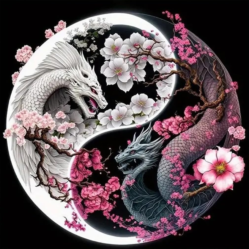 Dragon Diamond Painting Kits-Taichi Dragon Diamond Painting Kits for Adults,5D DIY Full Drill Dragon Diamond Art for Home Wall Decor 12x12inch