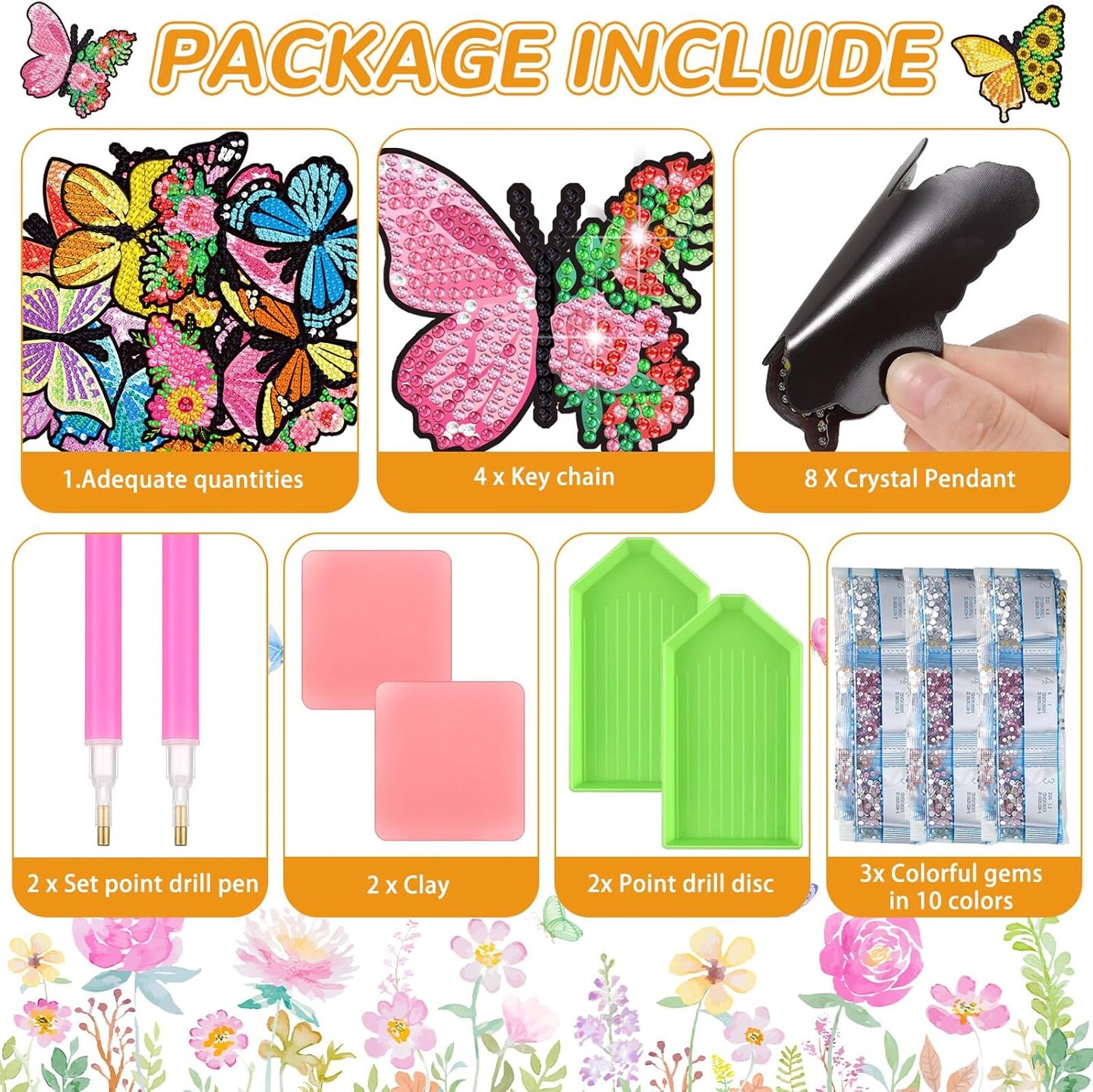 20 Pcs Butterfly Diamond Painting Magnets Kits Butterfly Diamond Art Stickers Refrigerator Painting Kits