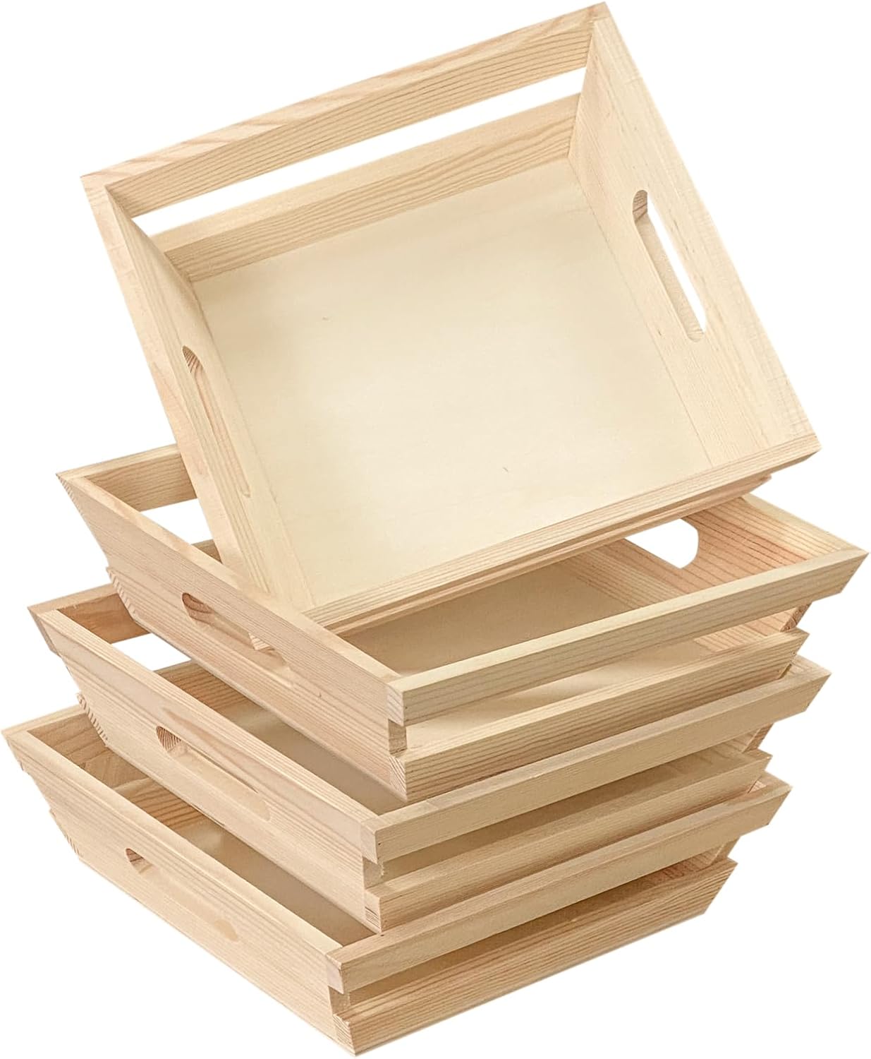 4 Pack 10 Inch Square Wooden Pallet Crates