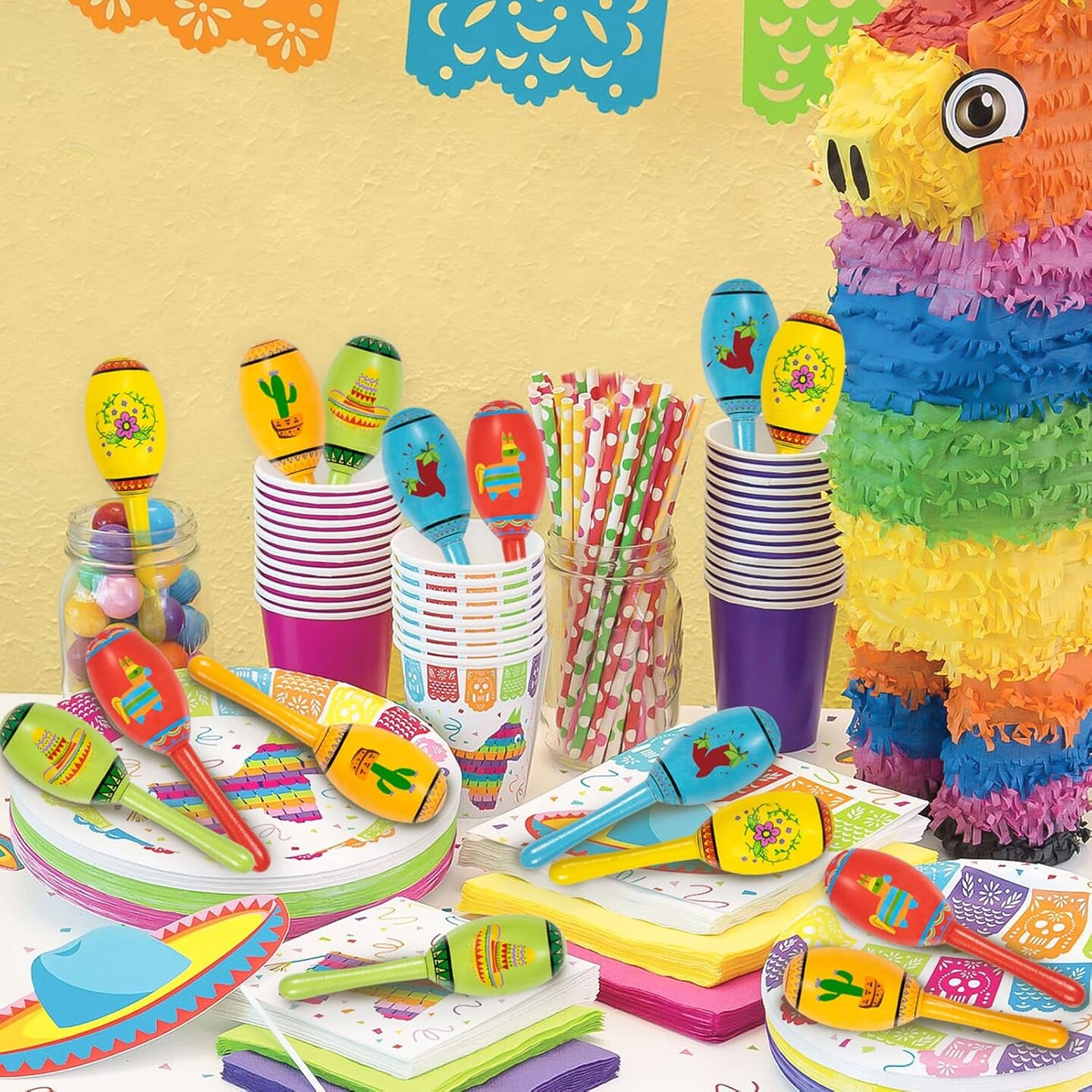 15Pcs Mexican Fiesta Party Favors Mini Wooden Maracas for Kids Mexican Fiesta Themed Birthday Baby Shower Cinco De Mayo Taco Tuesday Party Pinata Goodie Bag Stuffers Class Valentines Exchange Gifts