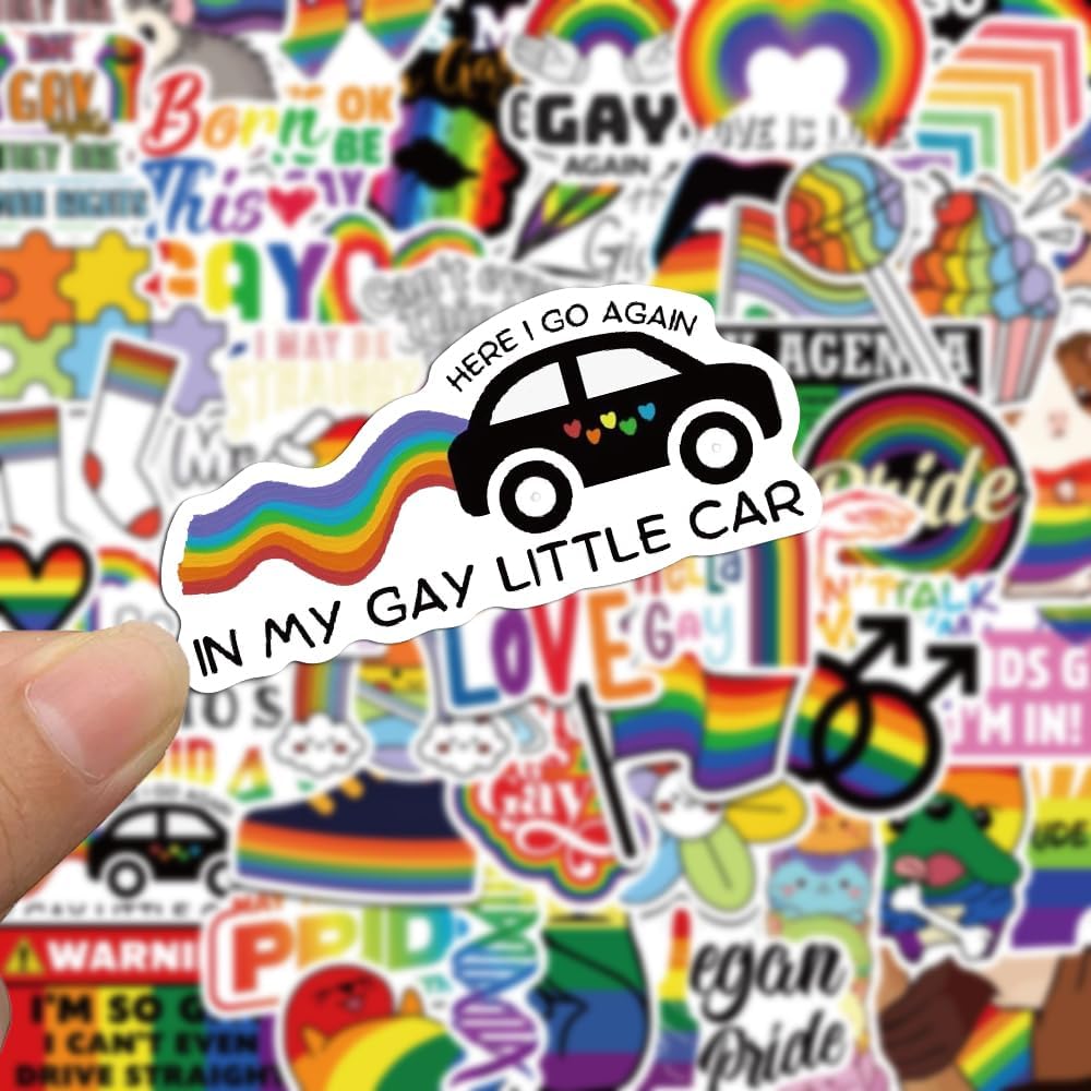 52PCS Pride Stickers Rainbow Stickers LGBTQ Vinyl Sticker Gay Graffiti Sticker for Laptop Pride Decorations Rainbow Accessories