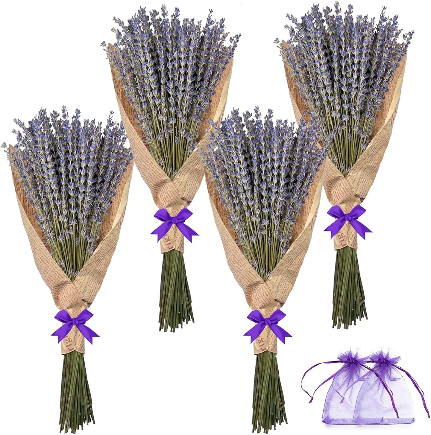 Dried Lavender Flowers Bundles, Natural Dry Lavender Flowers 440-480 Stems 16&#x27;&#x27; for Vase Home Wedding Party Decoration Arrangements Fragrance 4 Bundles