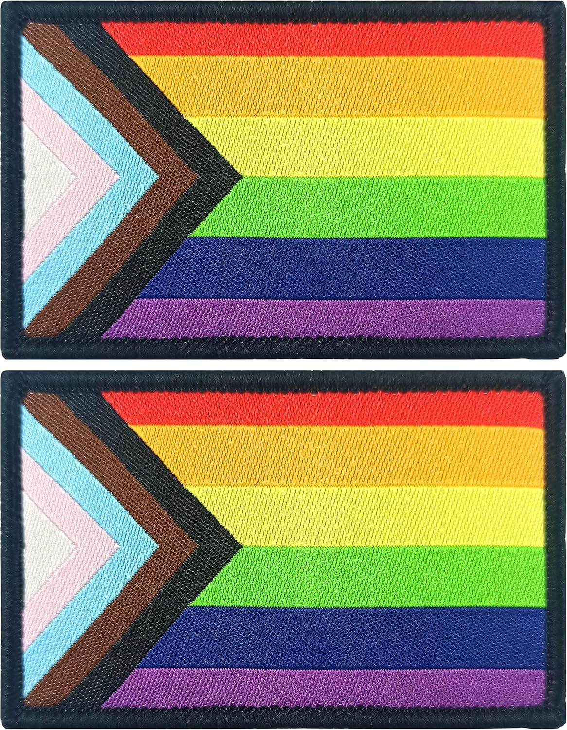 2 Pack Pride Progress Rainbow Flags Patch LGBTQ Flag Patches Tactical Gay Inclusive Rainbow Flag Patch for Backpack Hat Team Patch