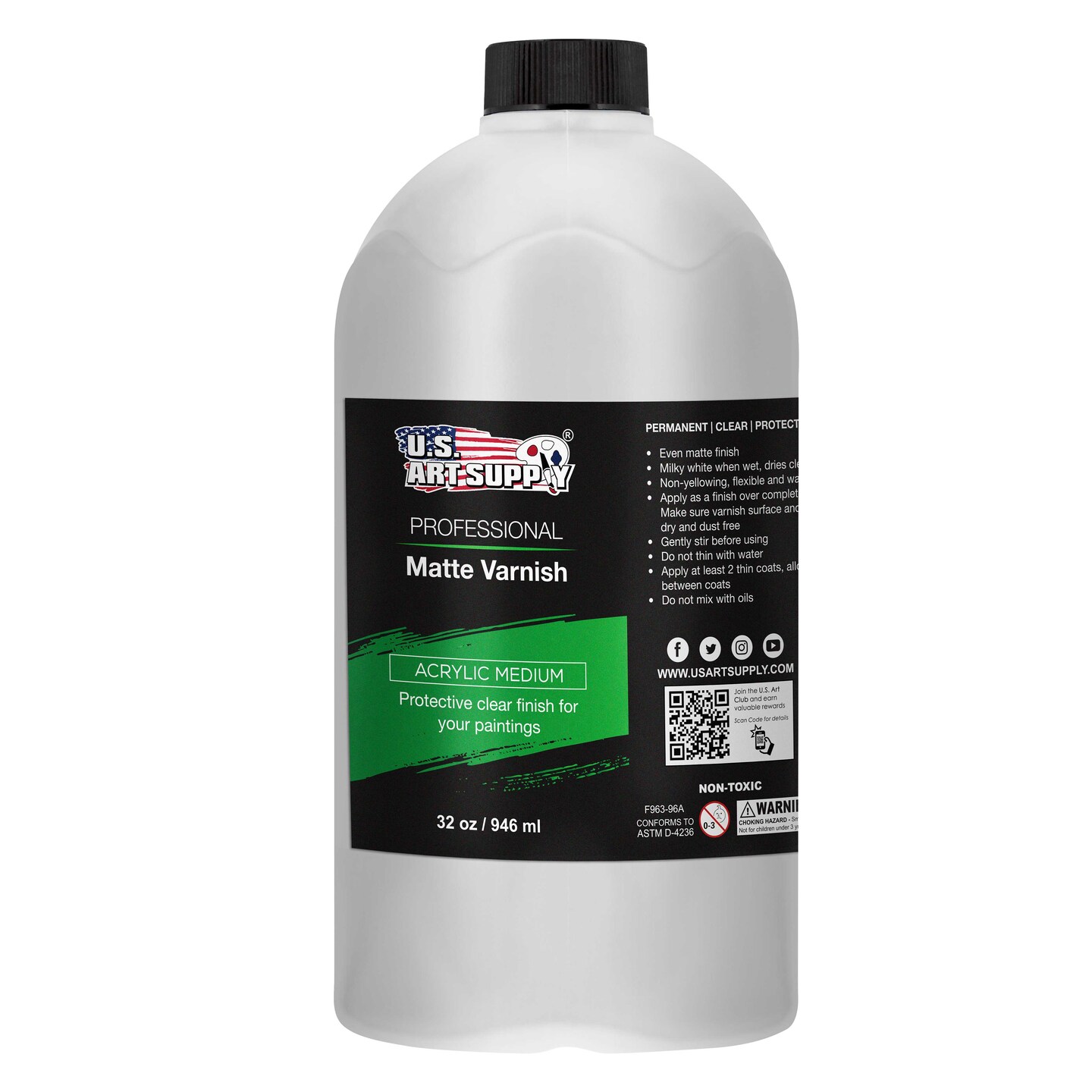 32 oz Matte Acrylic Varnish for Acrylic Painting, Permanent Clear Protection, Reduces UV &#x26; Photography Glare