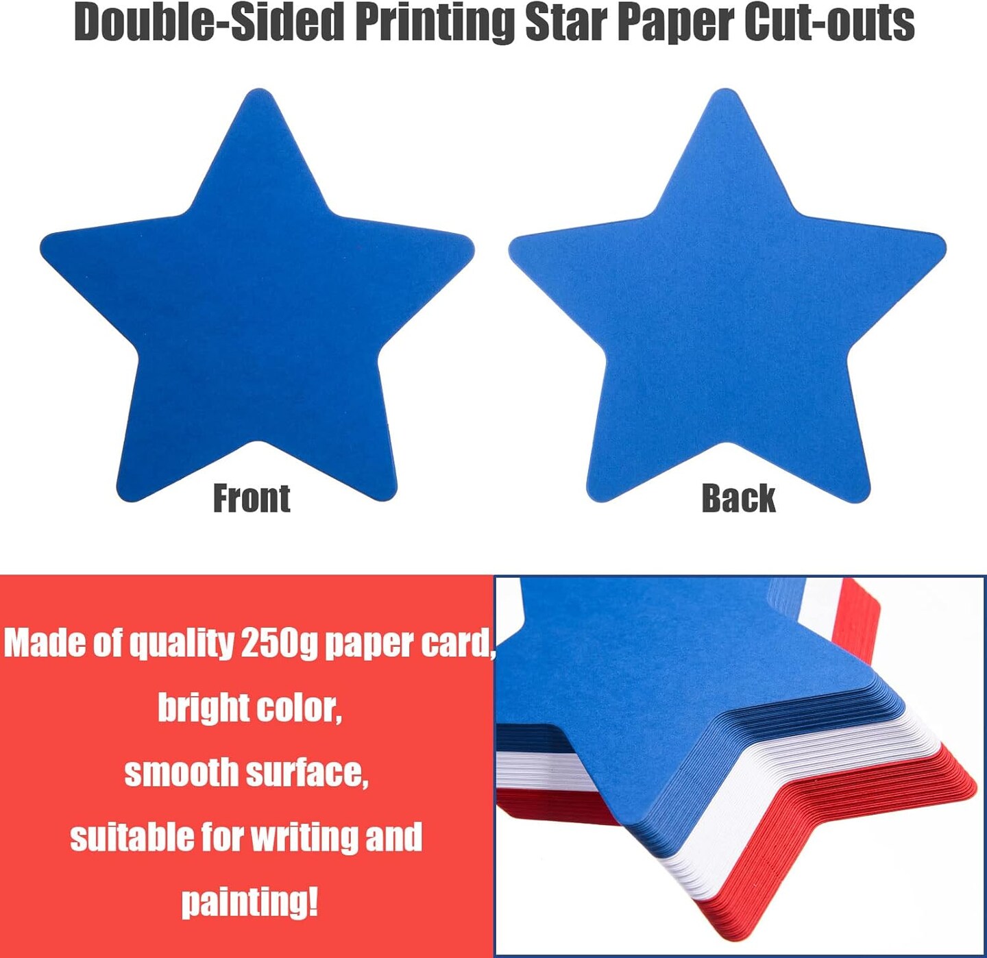 72 Pieces 6 Inch Star Cutouts Paper Red White