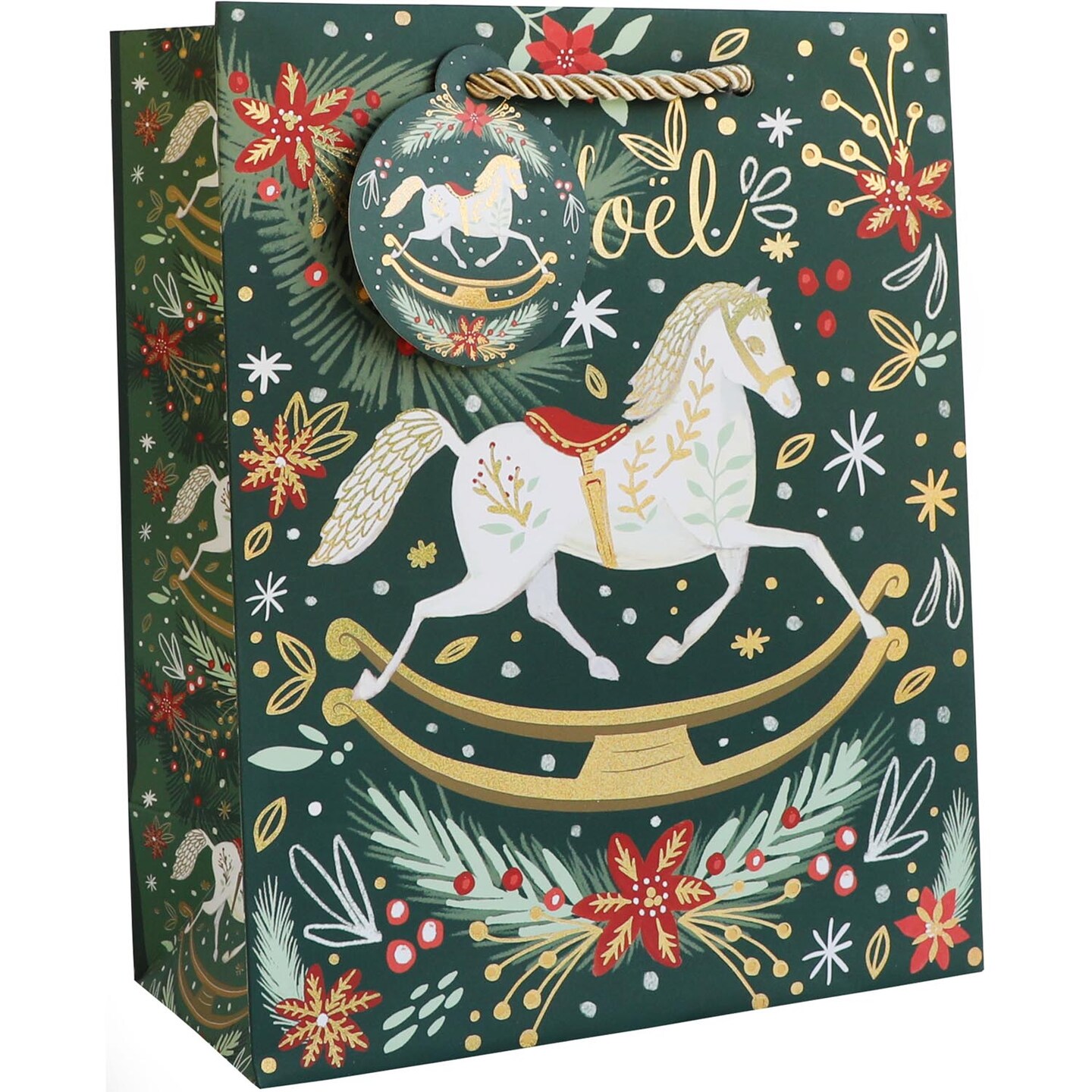 Pack/6: Rocking Horse Noel Gift Bag - 8 x 4 x 10&#x22;
