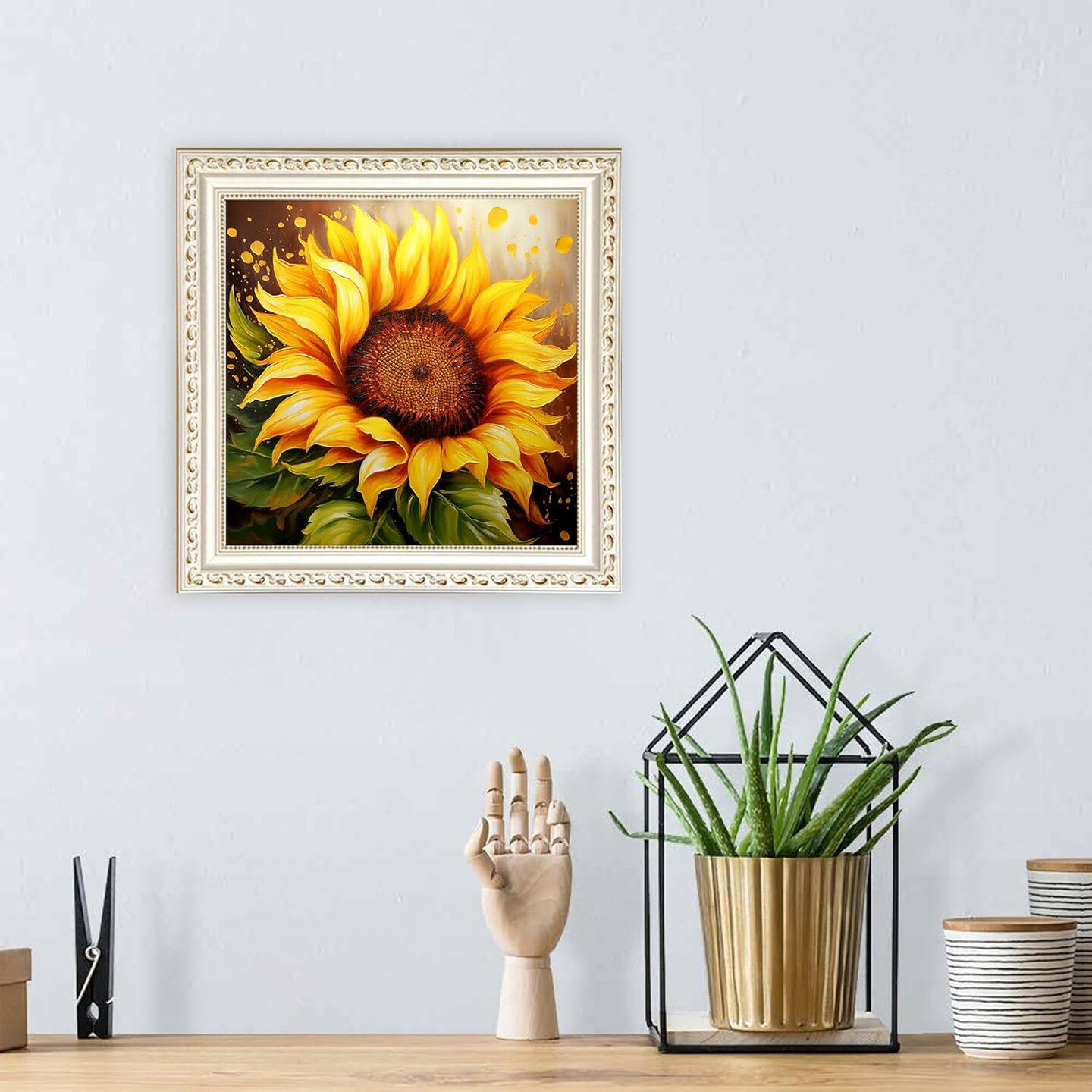 5D Diamond Craft Painting Gem Kits for Adults Sunflower Full Drill Round Diamonds Embroidery Art Kits Paint by Diamonds Wall Decor(30x30cm/12x12in)