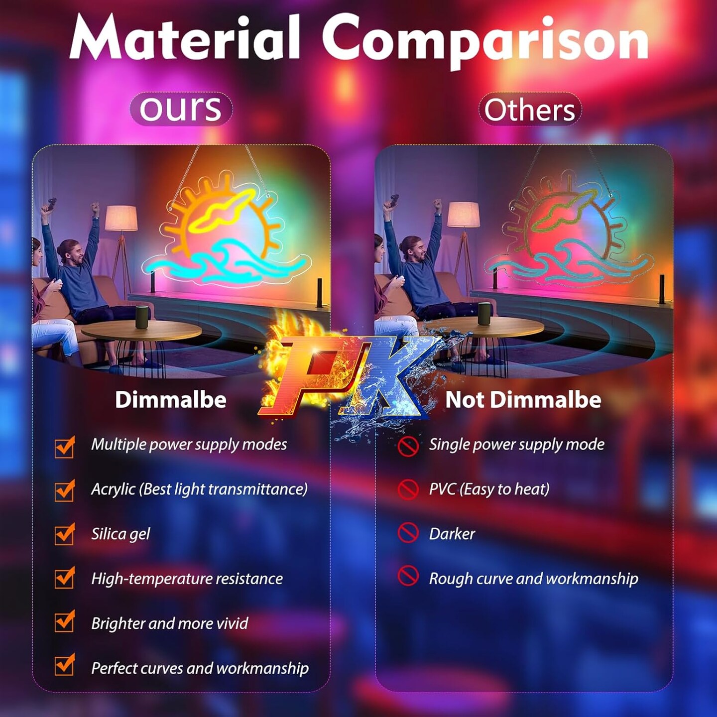 Summer Sunset Seabird Neon Sign for Wall Décor - LED Wave Neon Light for Bedroom & Party Decor