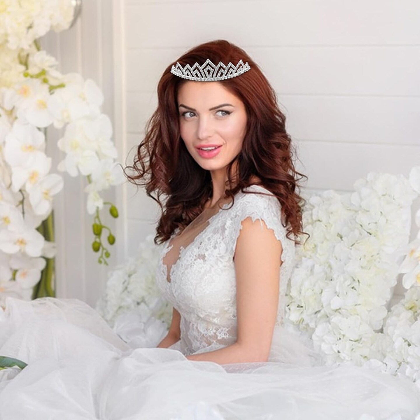 12PCS Tiaras Silver Metal Sparkly Glitter Rhinestone Crown Headbands Wedding Prom Birthday Party Princess Hair Tiaras Clasps Accessories for Brides Kids Girls Teens Women