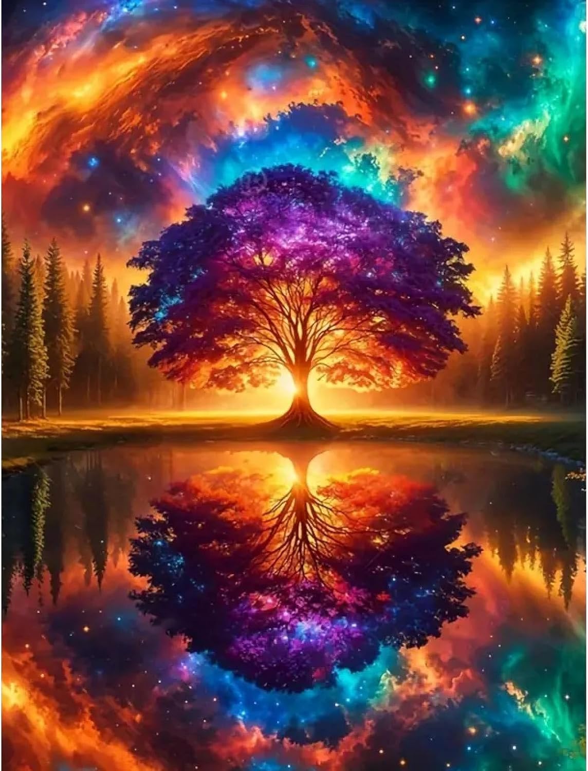 Tree Of Life Diamond Painting Kit – Round Full Drill 5D DIY Art, 12x16 Inch Canvas, Includes Tools & Extra Diamonds